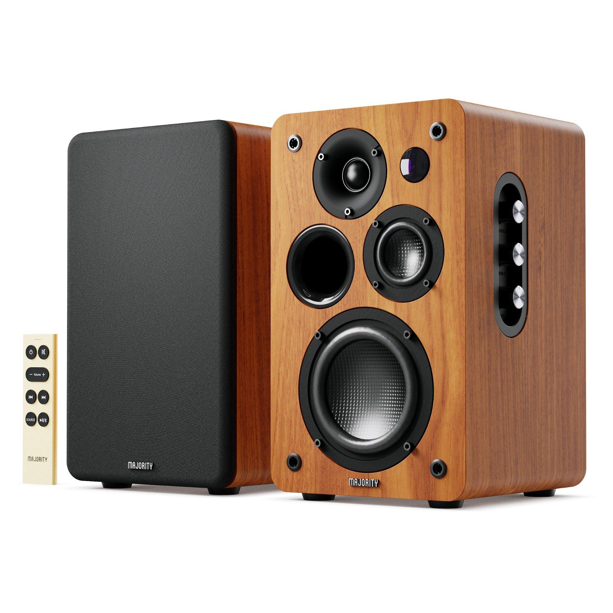 Majority  D100x Bookshelf Speakers - Walnut
