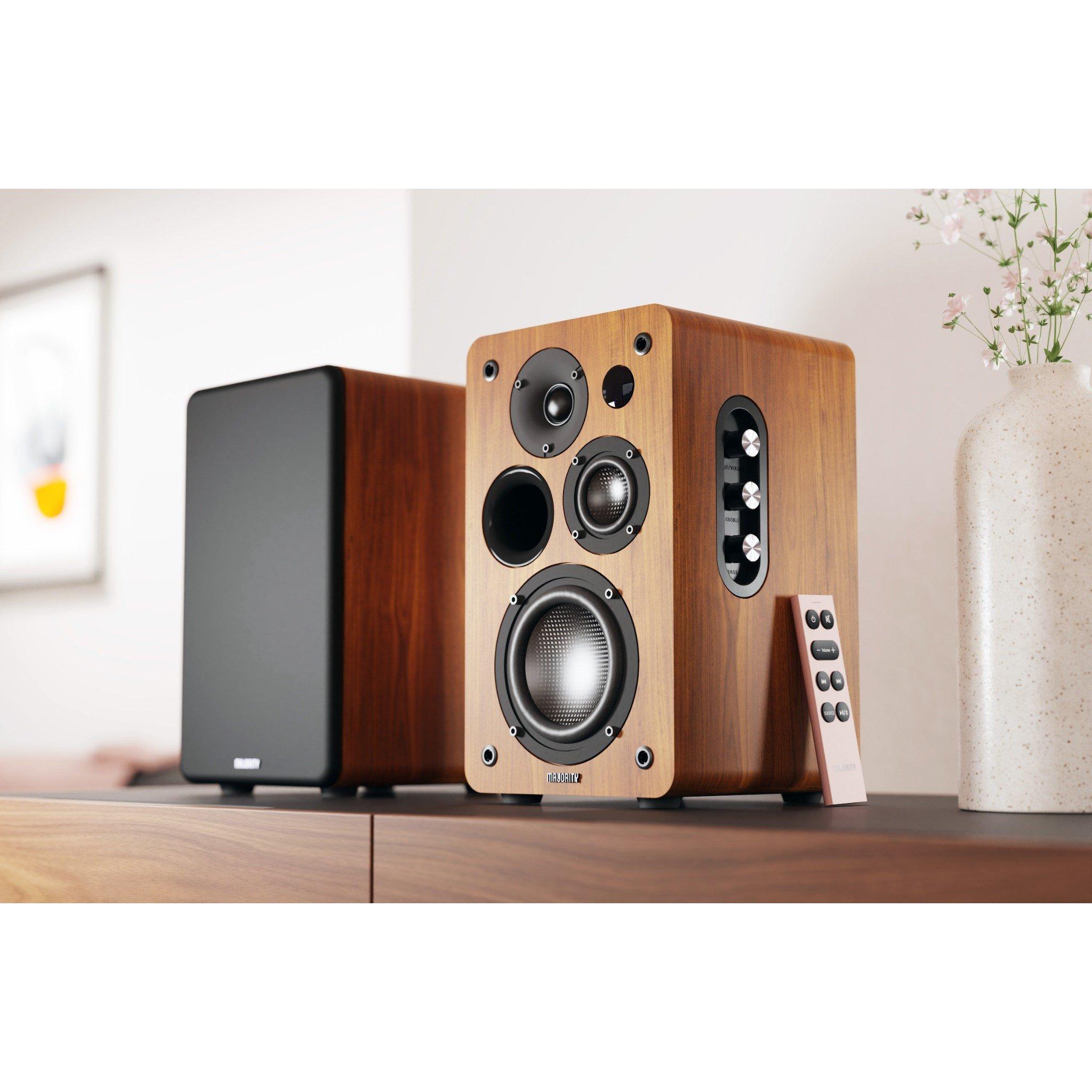 Walnut - MAJORITY - D100X Bookshelf Speakers - 3