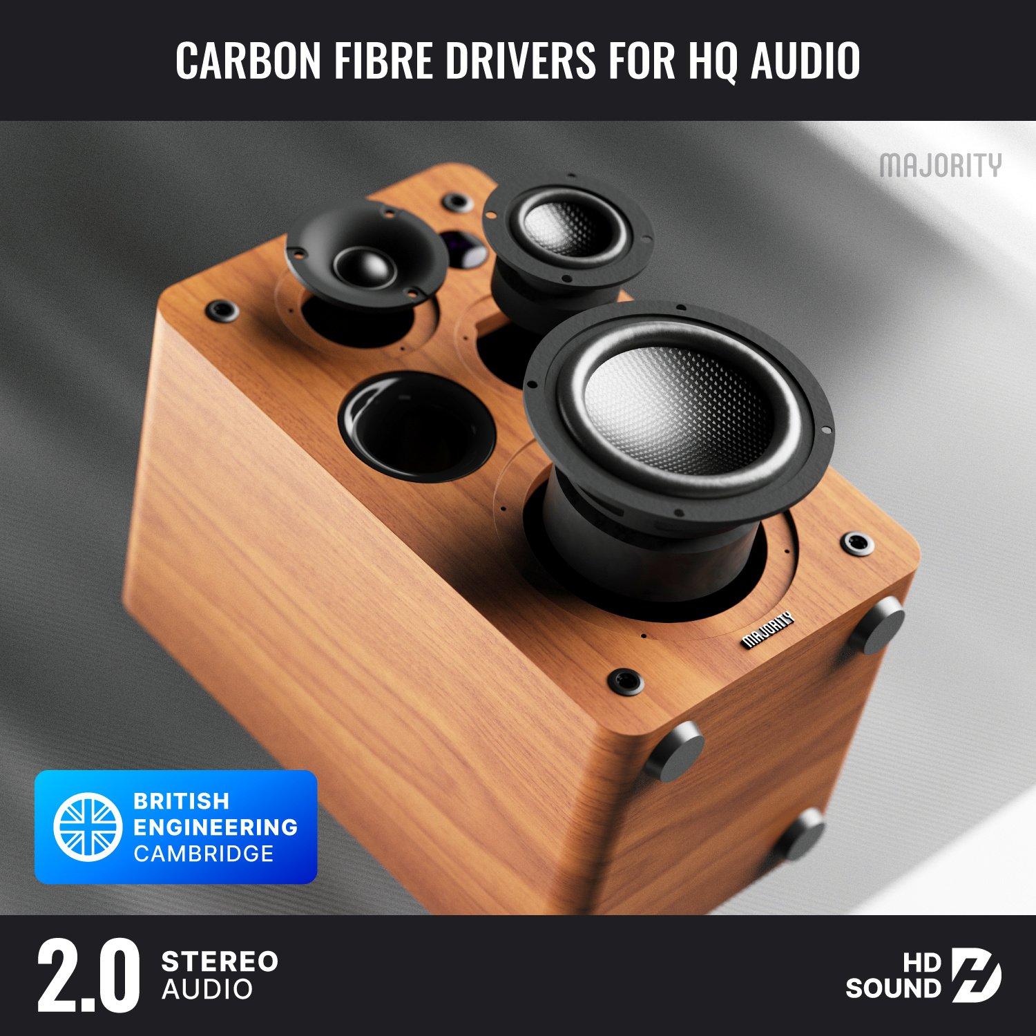 Walnut - MAJORITY - D100X Bookshelf Speakers - 5