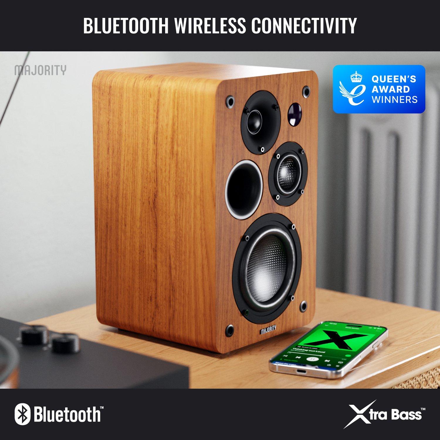 Walnut - MAJORITY - D100X Bookshelf Speakers - 6