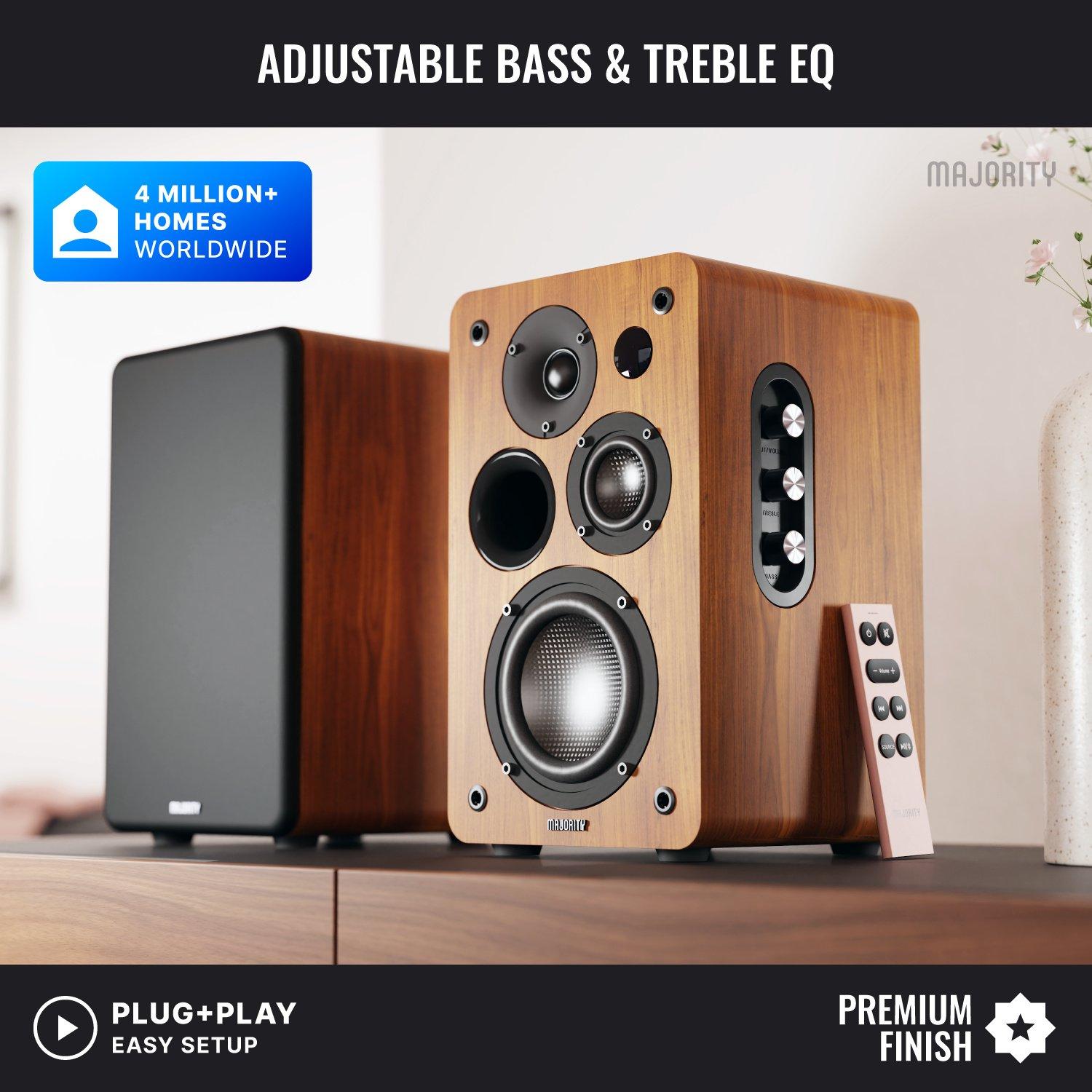 Walnut - MAJORITY - D100X Bookshelf Speakers - 8