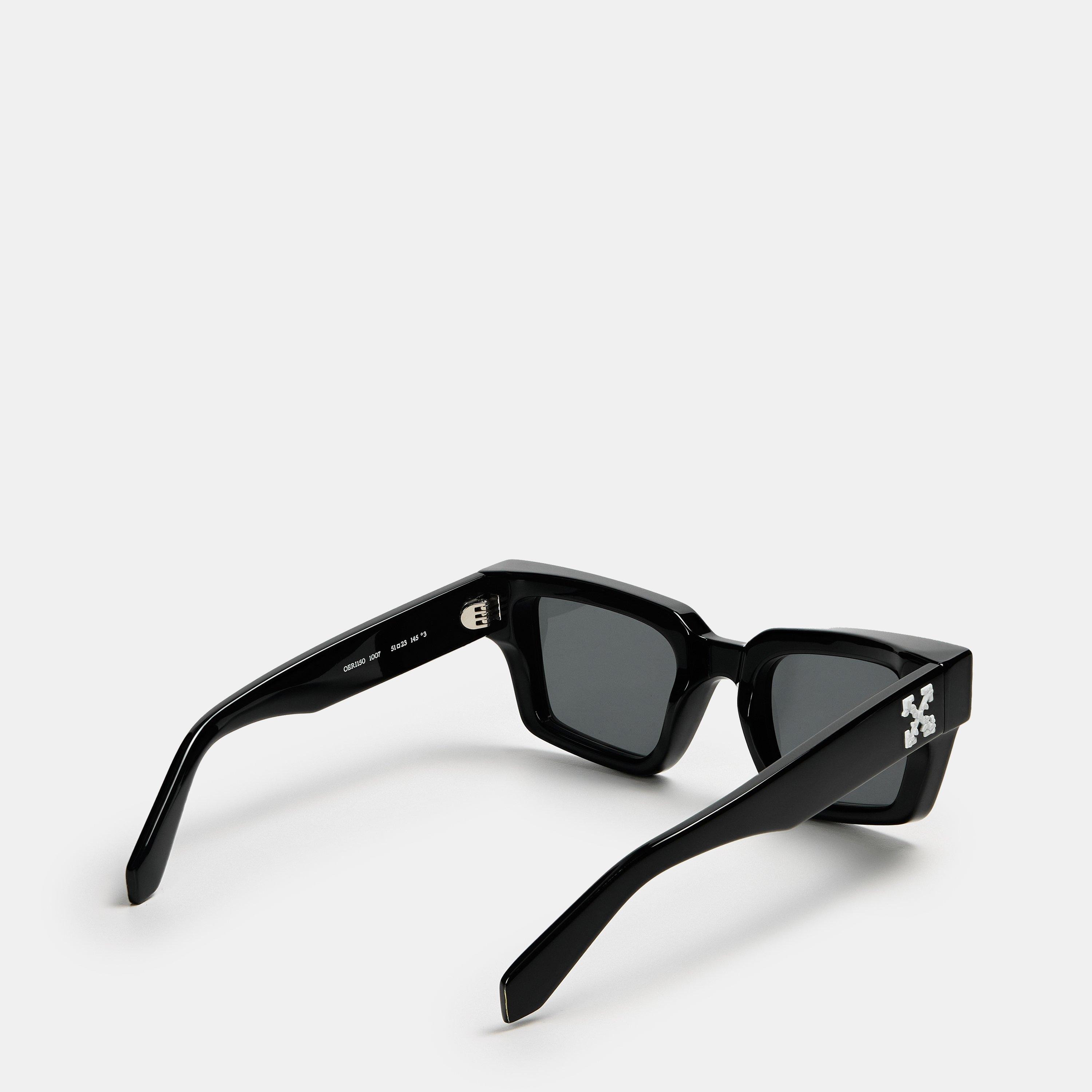 Off-White Black Rectangle Sunglasses with Crystal Trim Off-White Lecce OERI089 Rectangle Sunglasses | Fashion  main image 4