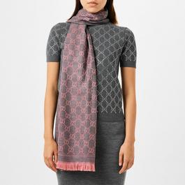 Gucci WomenS Gg Logo Wool Scarf