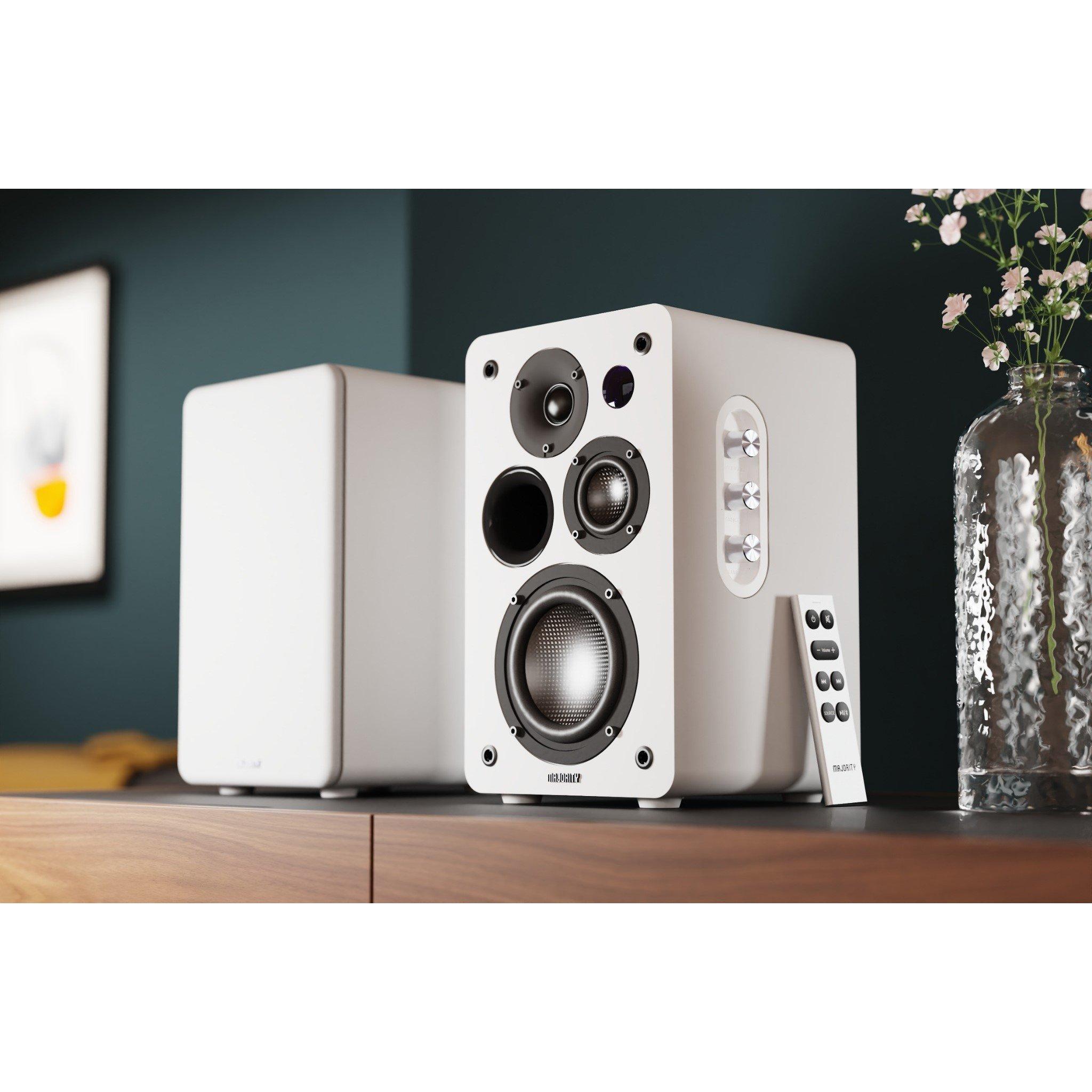 White - MAJORITY - D100X Bookshelf Speakers - 2