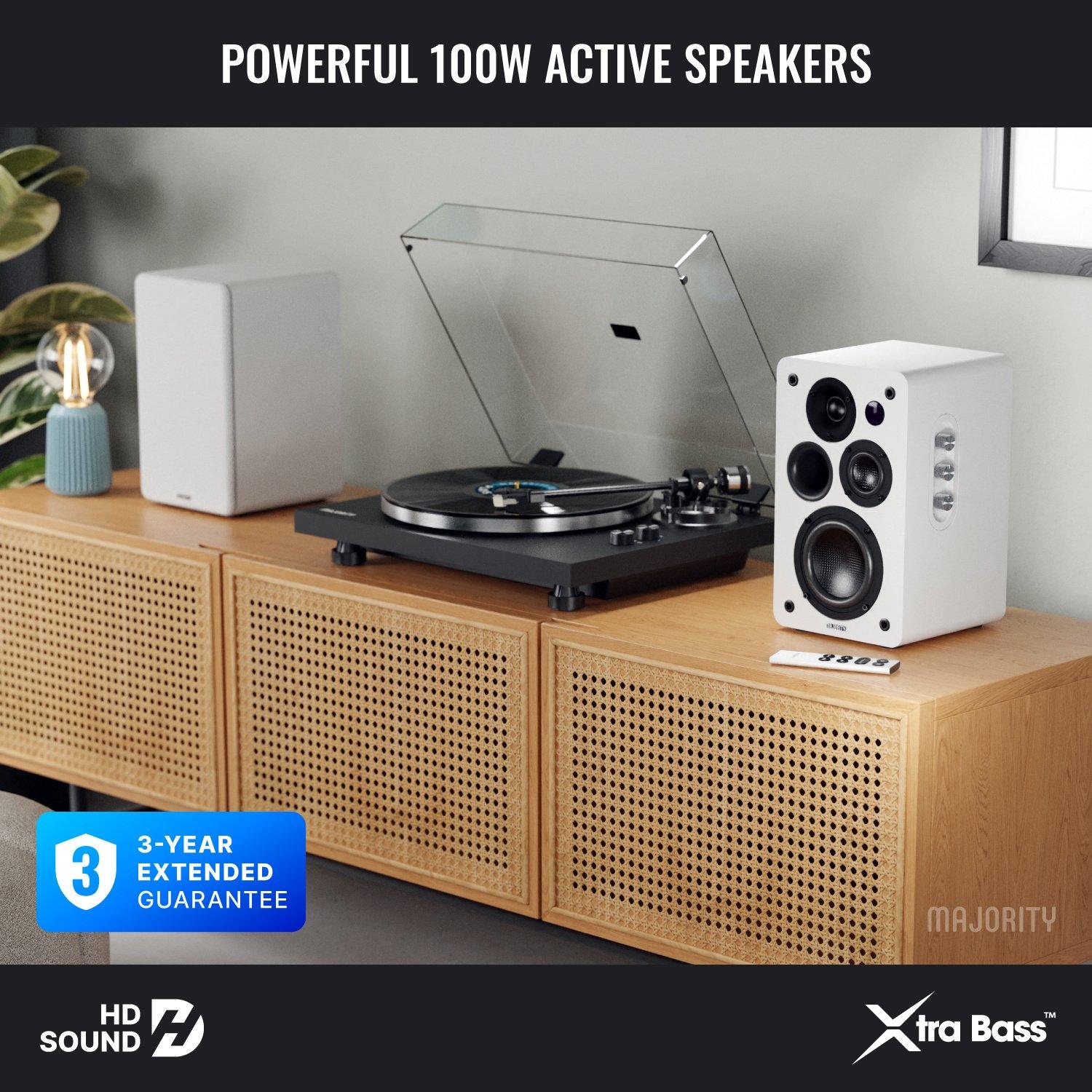 White - MAJORITY - D100X Bookshelf Speakers - 3