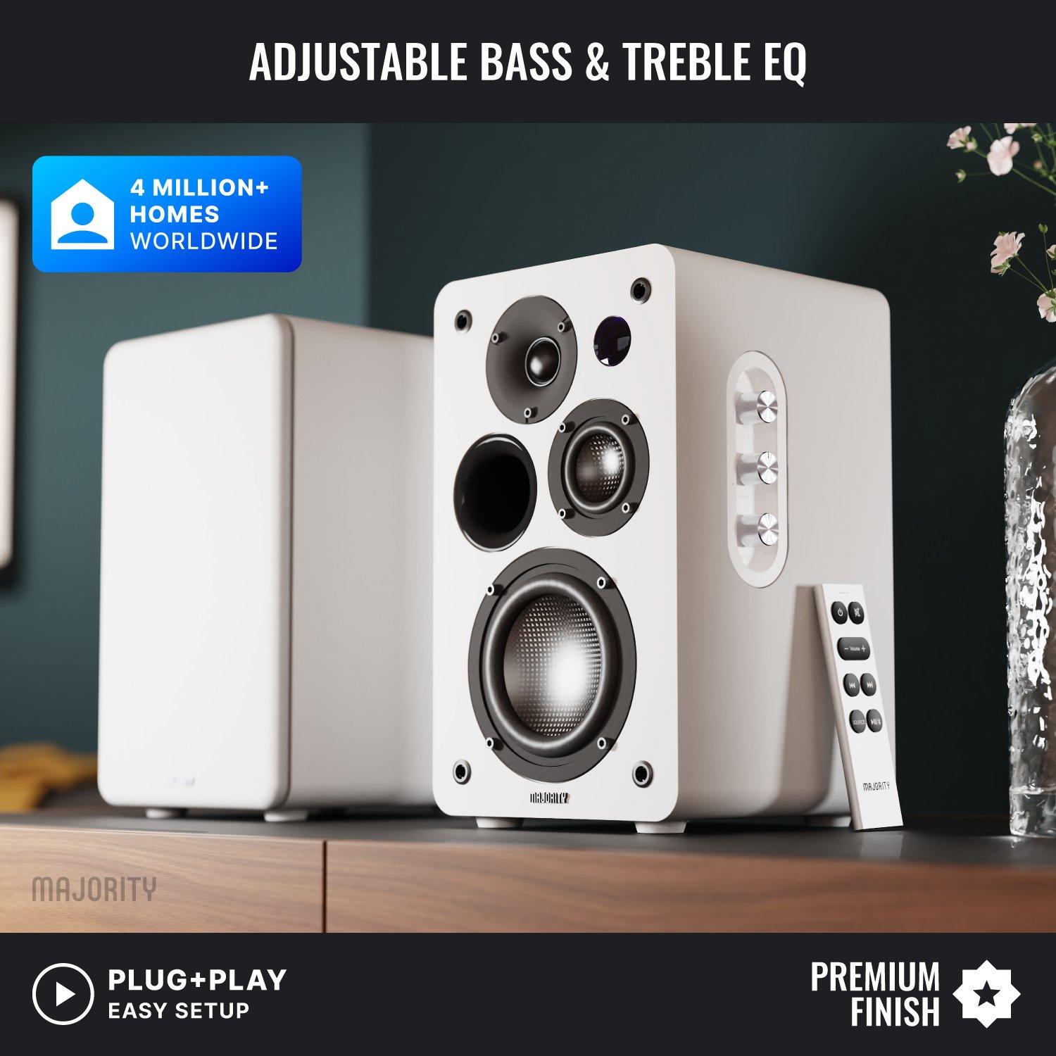 White - MAJORITY - D100X Bookshelf Speakers - 7