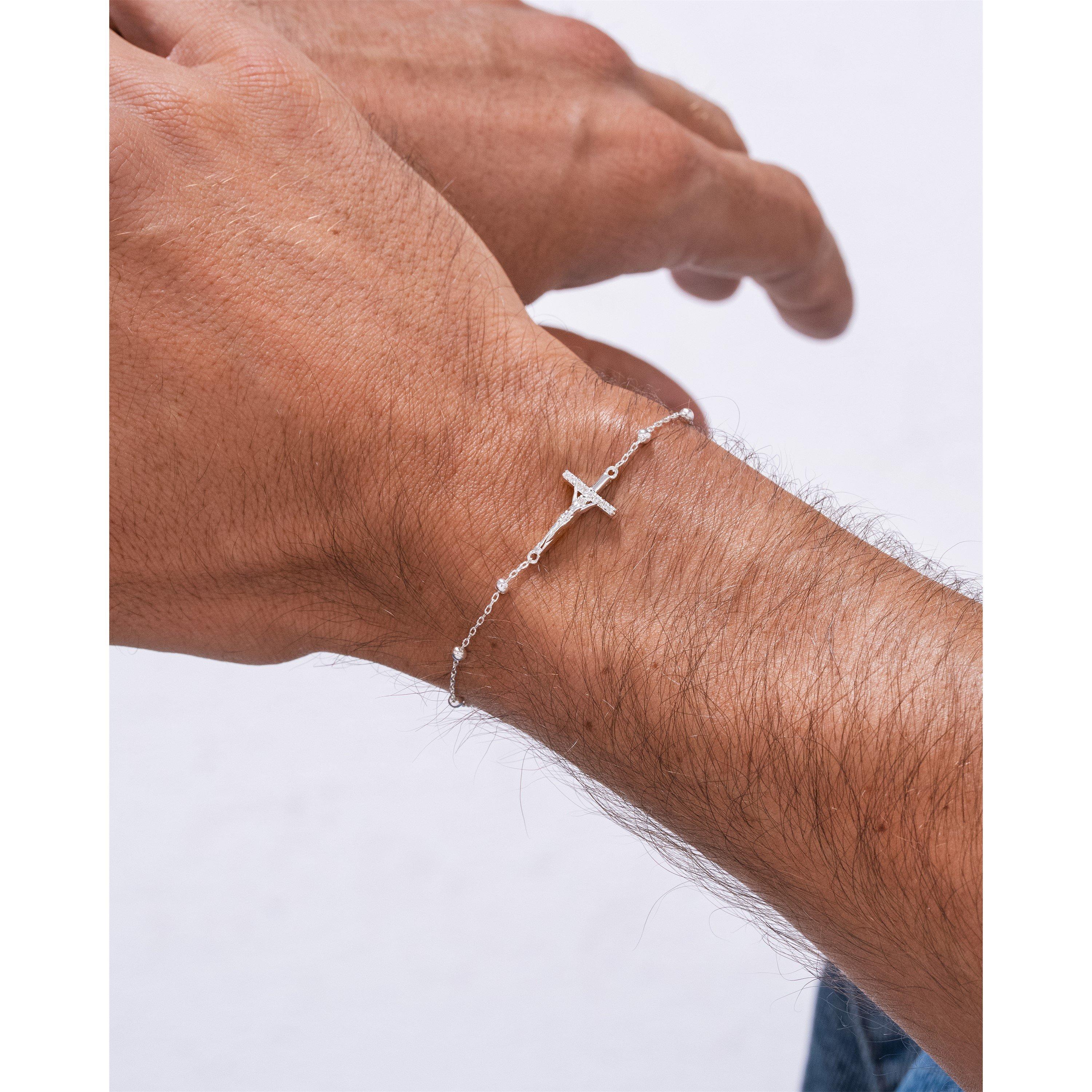 Silver - Common Lines - Studded Cross ball bracelet - 3