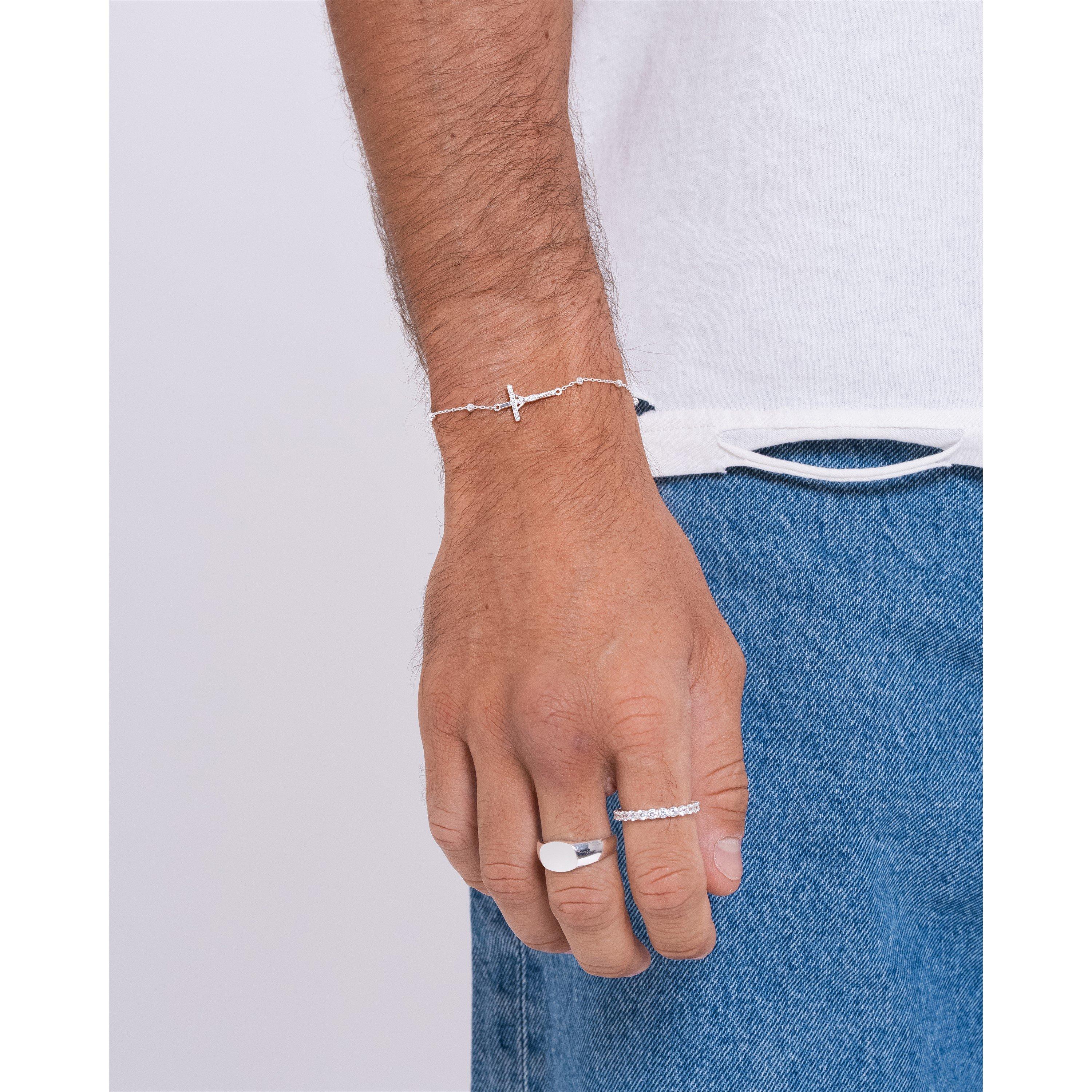 Silver - Common Lines - Studded Cross ball bracelet - 4