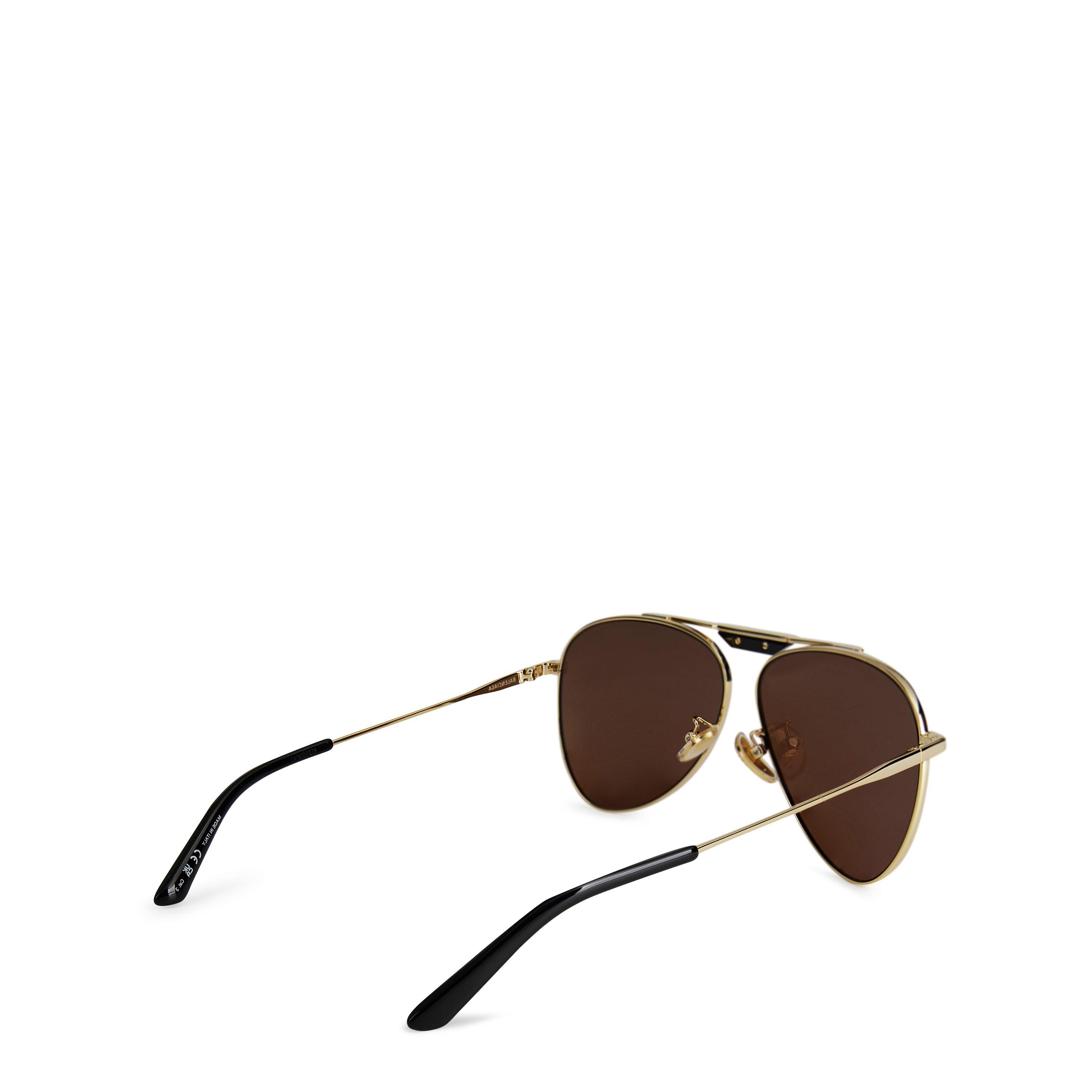 Gold - Balenciaga - Aviator Sunglasses - 4