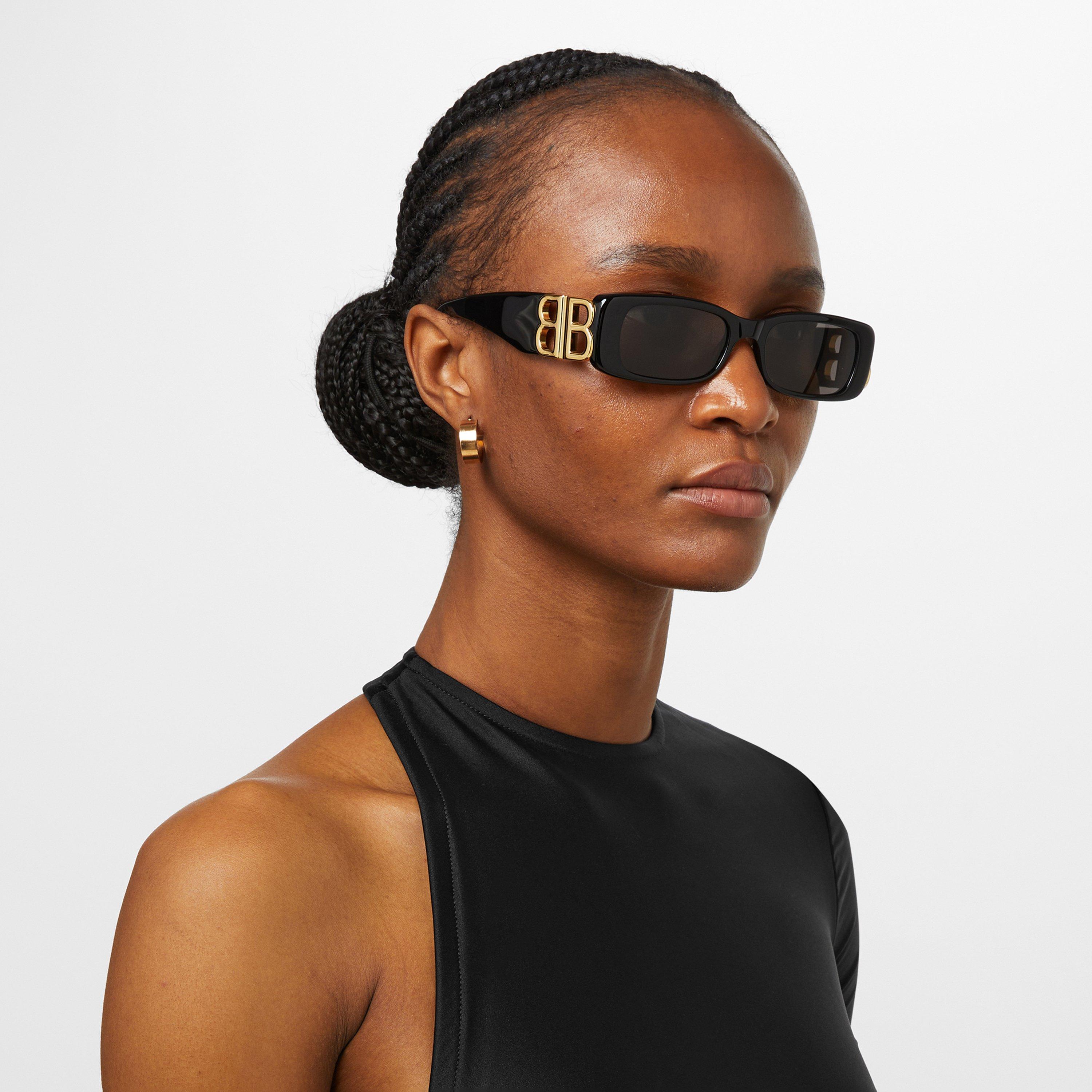 Black - Balenciaga - Dynasty Rectangle Frame Sunglasses - 2