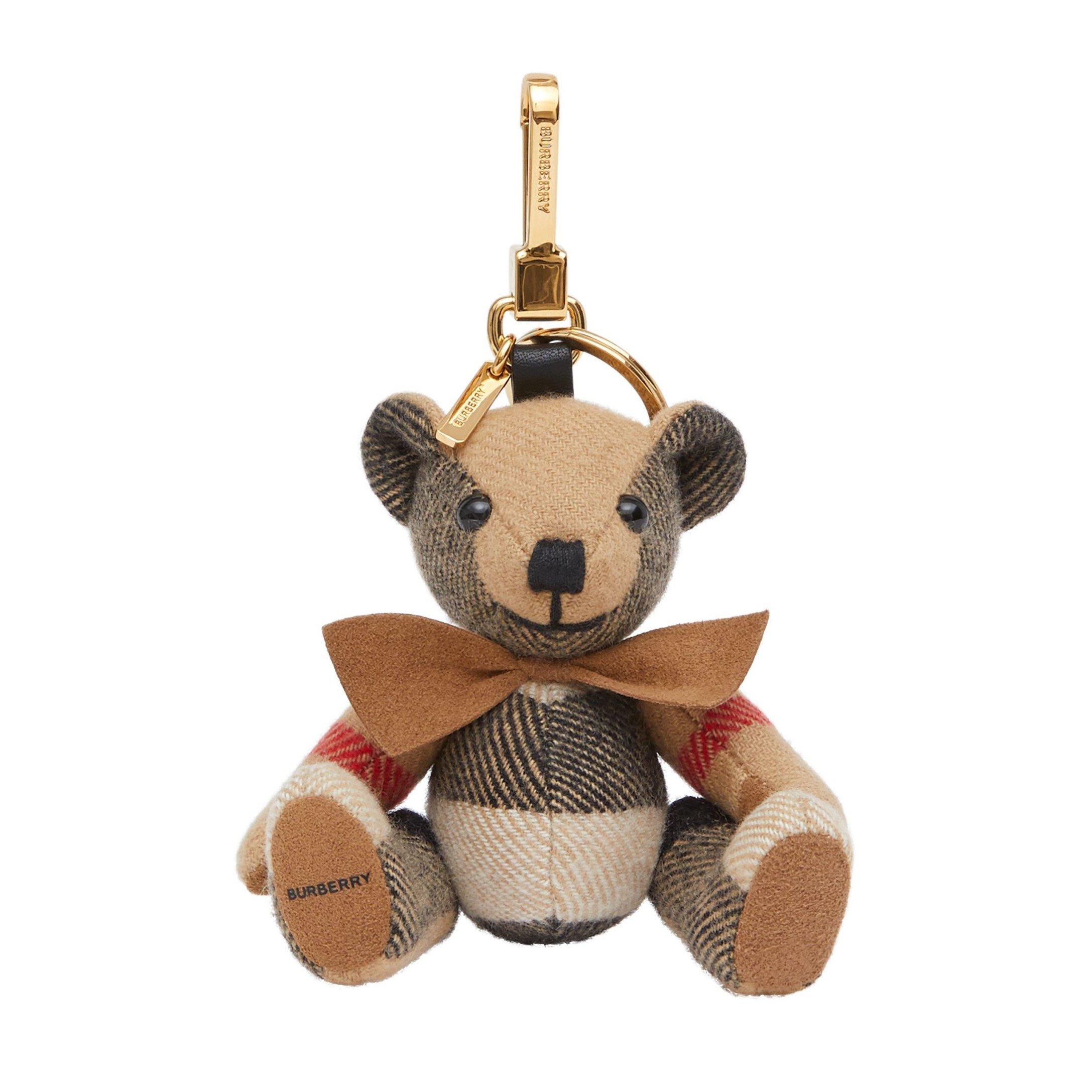 Archive Beige - Burberry - Women's Check Cashmere Thomas Bear Charm Keyring - 1