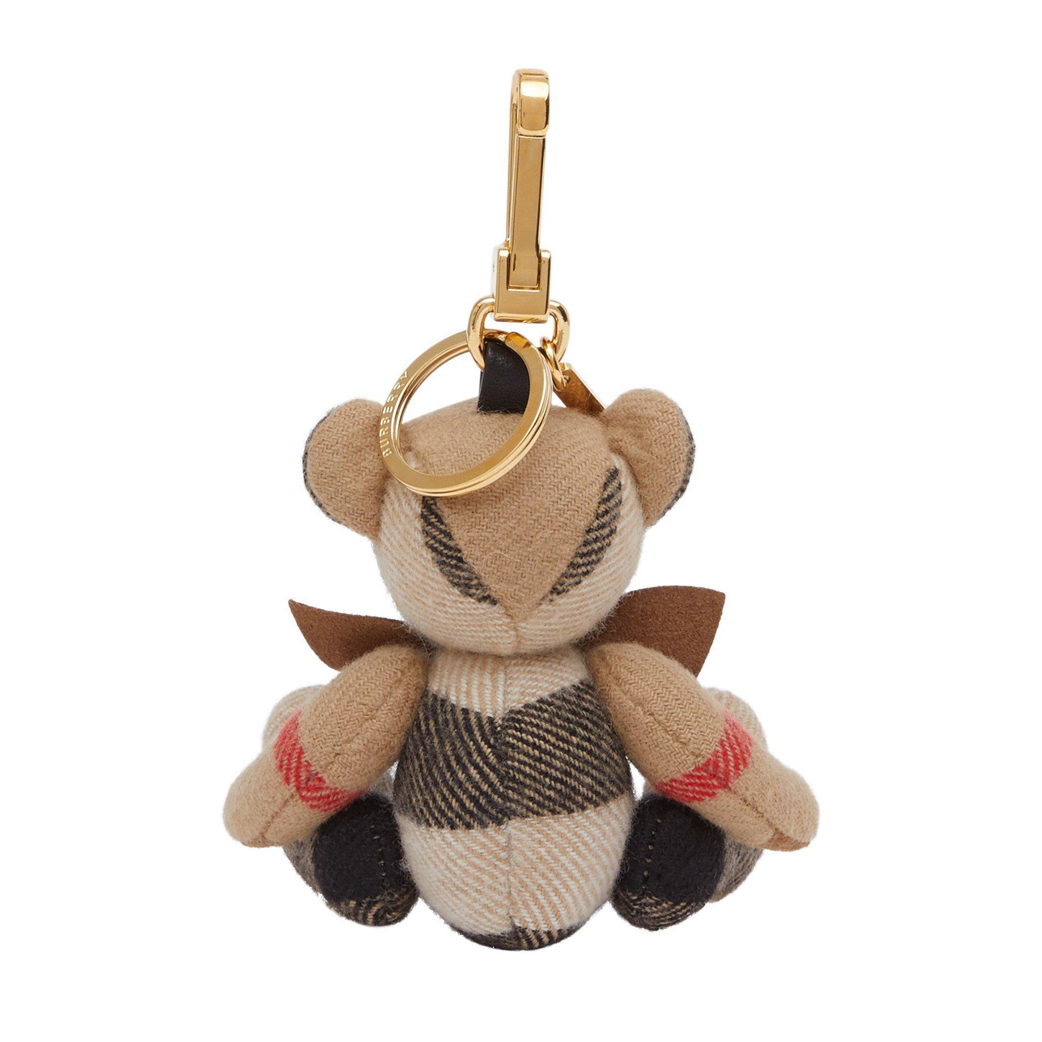 Archive Beige - Burberry - Women's Check Cashmere Thomas Bear Charm Keyring - 2