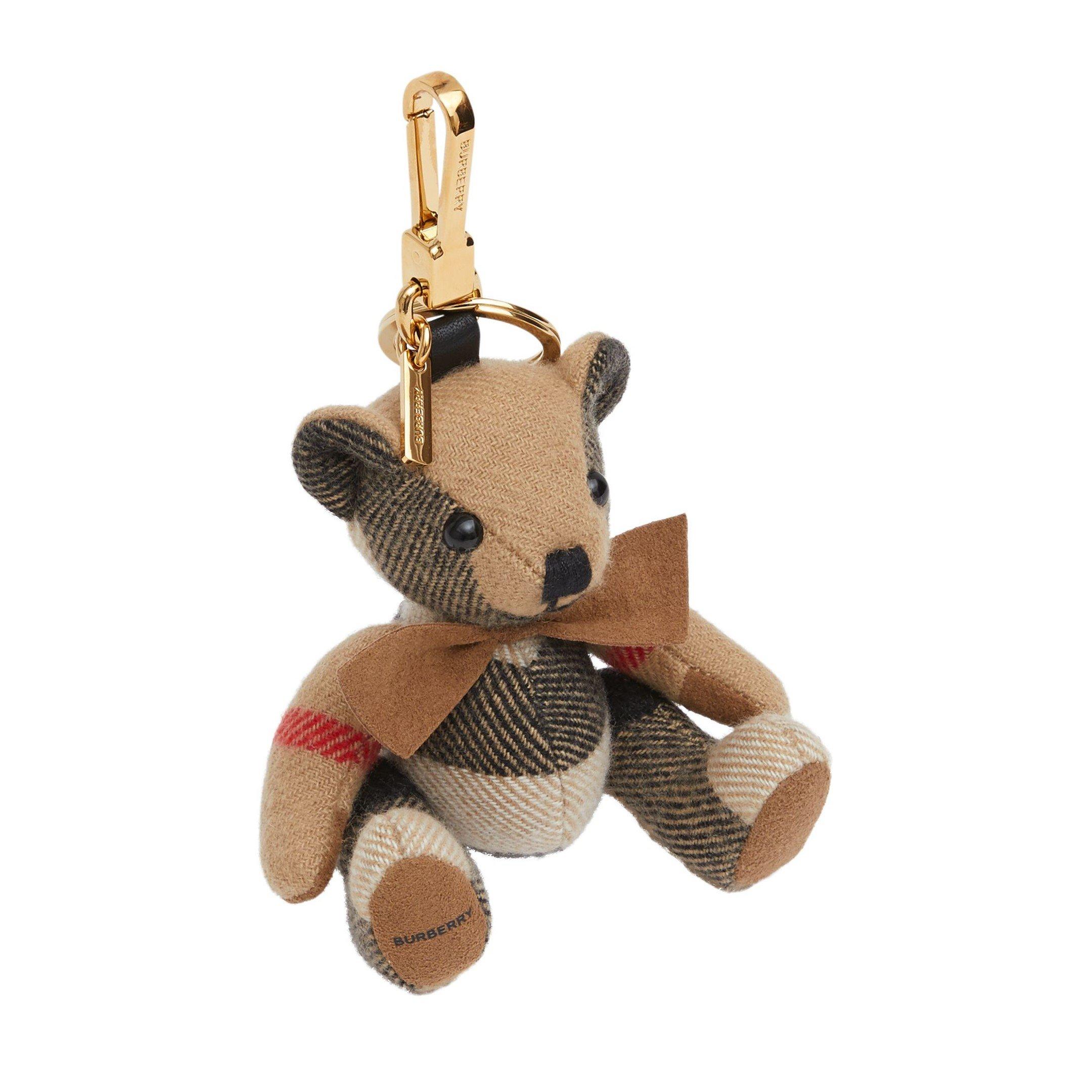 Archive Beige - Burberry - Women's Check Cashmere Thomas Bear Charm Keyring - 3