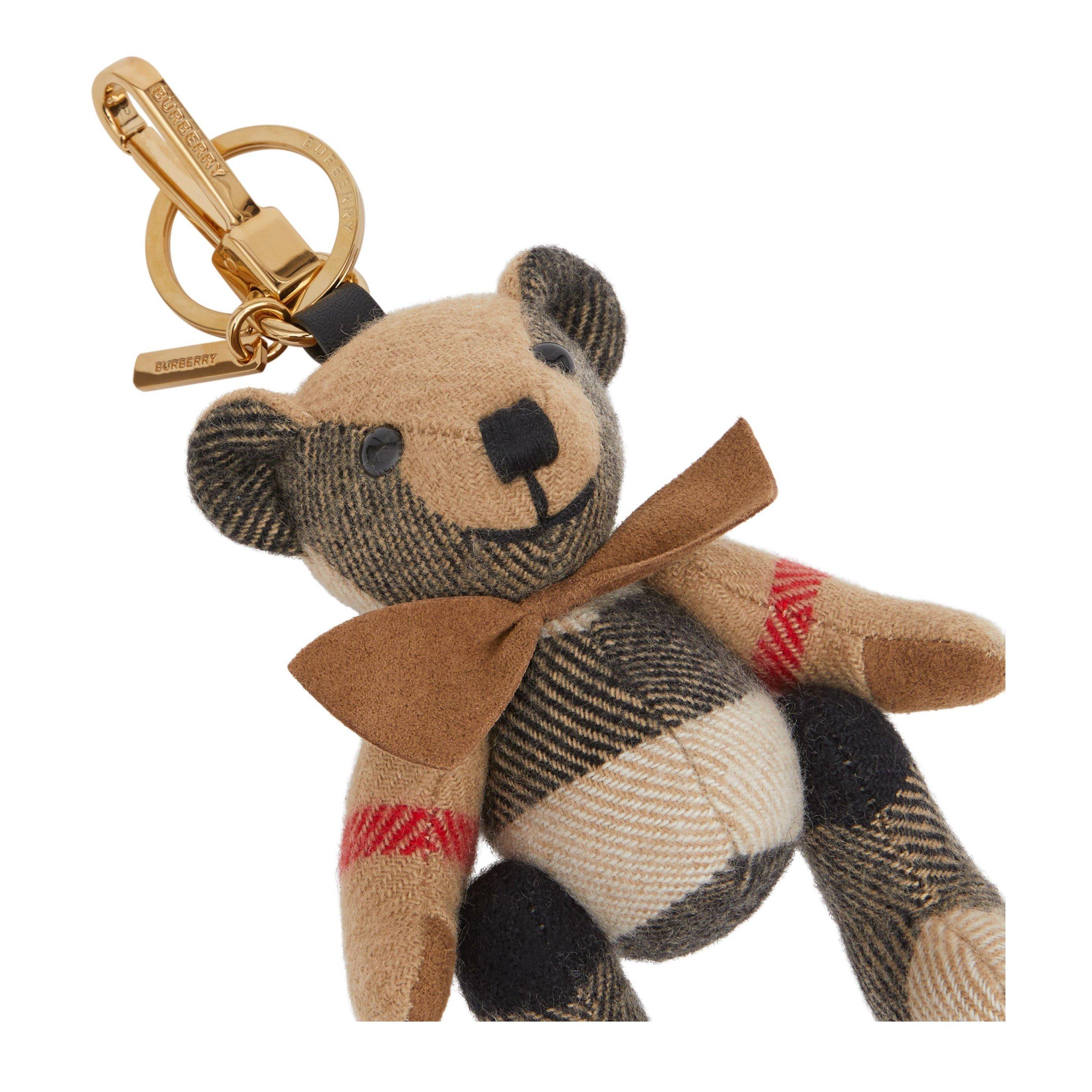 Archive Beige - Burberry - Women's Check Cashmere Thomas Bear Charm Keyring - 4