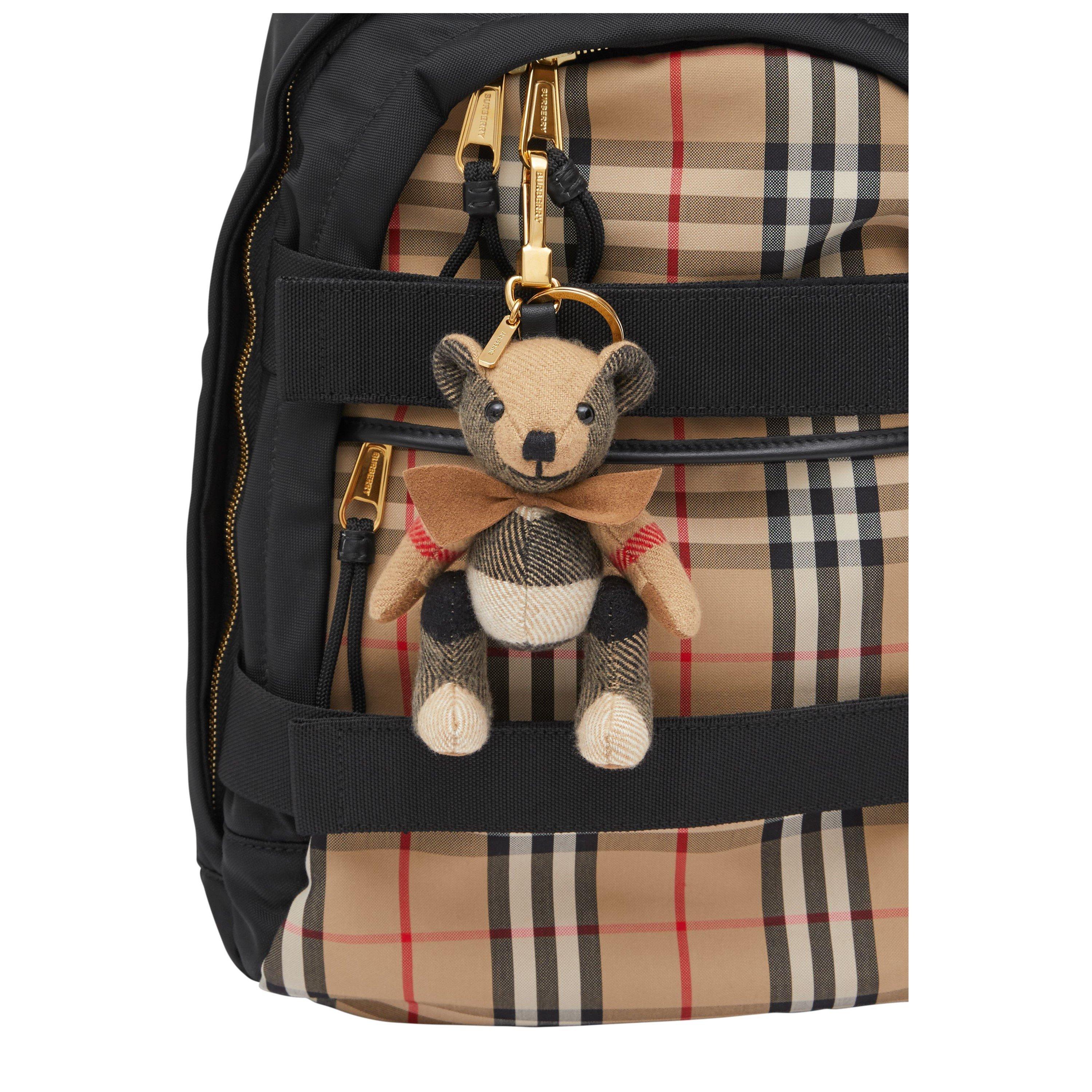 Archive Beige - Burberry - Women's Check Cashmere Thomas Bear Charm Keyring - 5