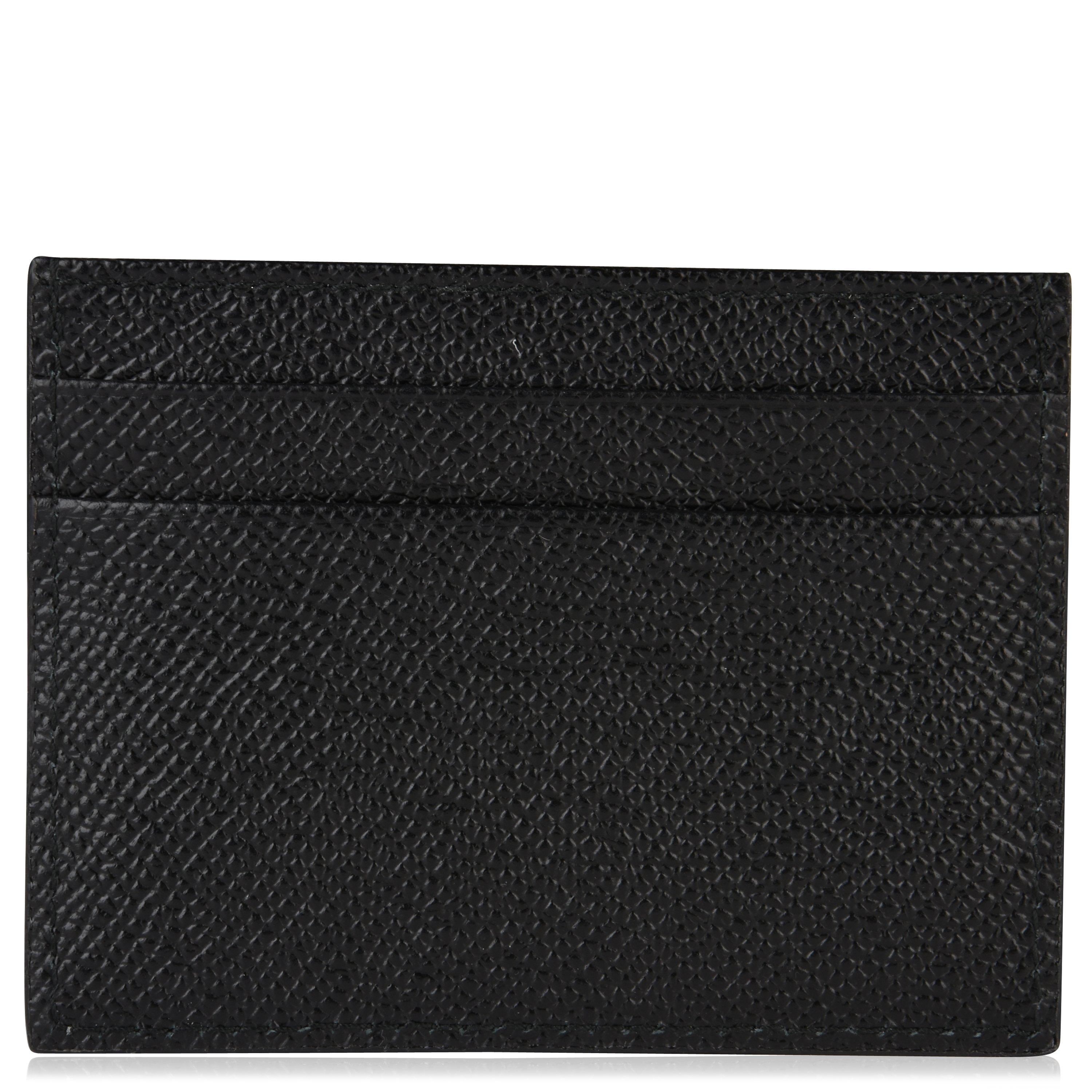 Black 80999 - Dolce and Gabbana - Women's Textured Leather Logo Plated Card Holder - 2