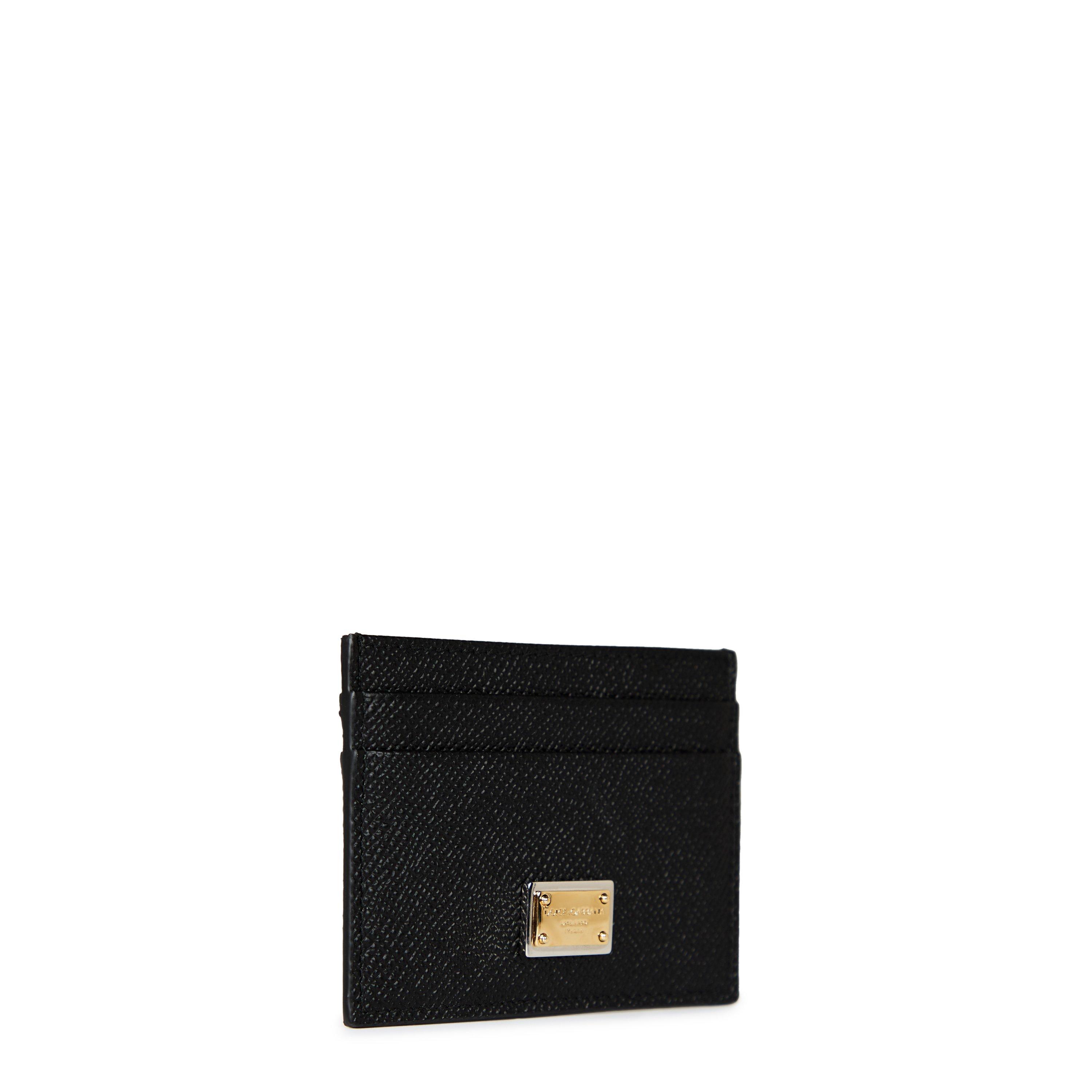Black 80999 - Dolce and Gabbana - Women's Textured Leather Logo Plated Card Holder - 4
