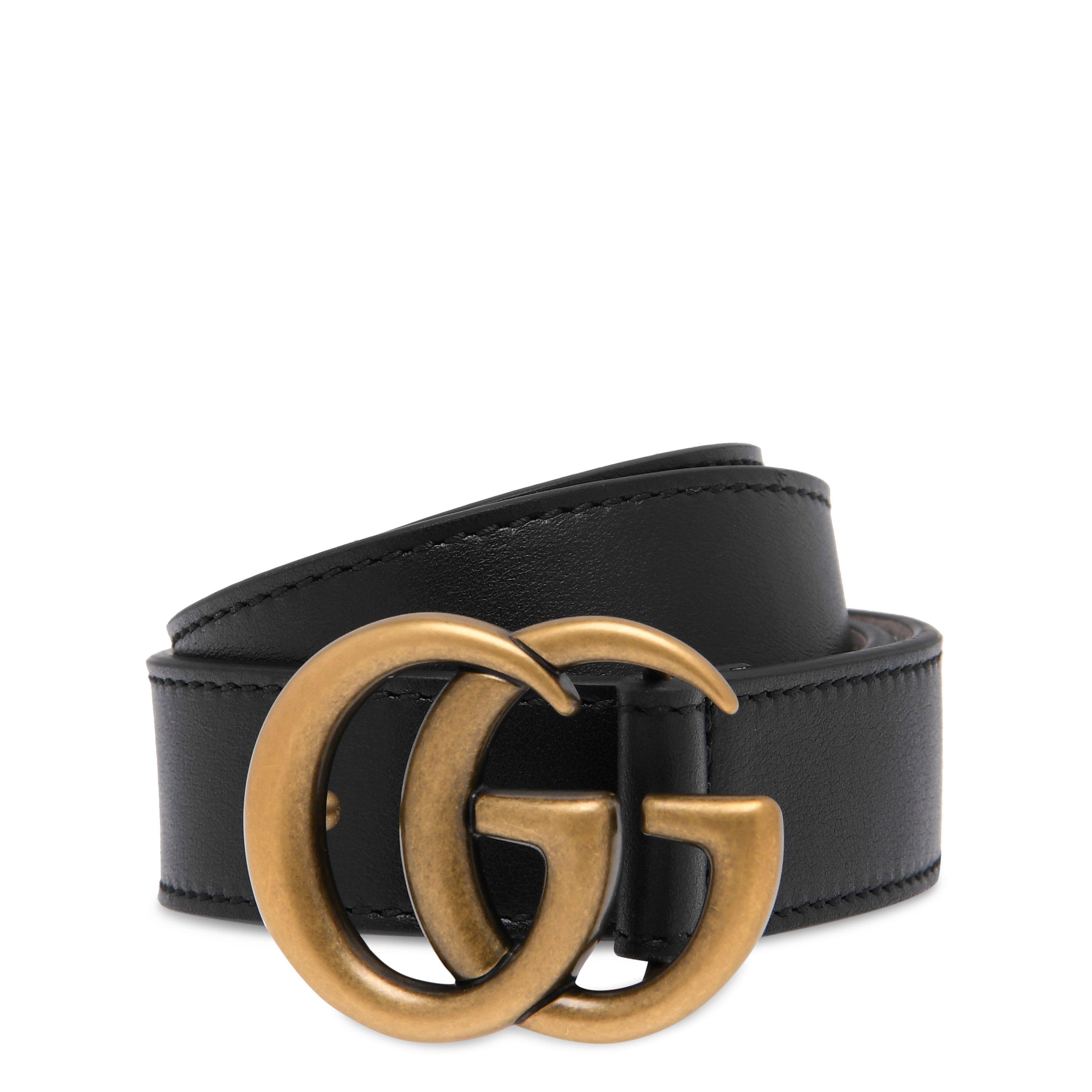 Black 1000 - Gucci - Juniors' Plain Leather Marmont Belt - 2
