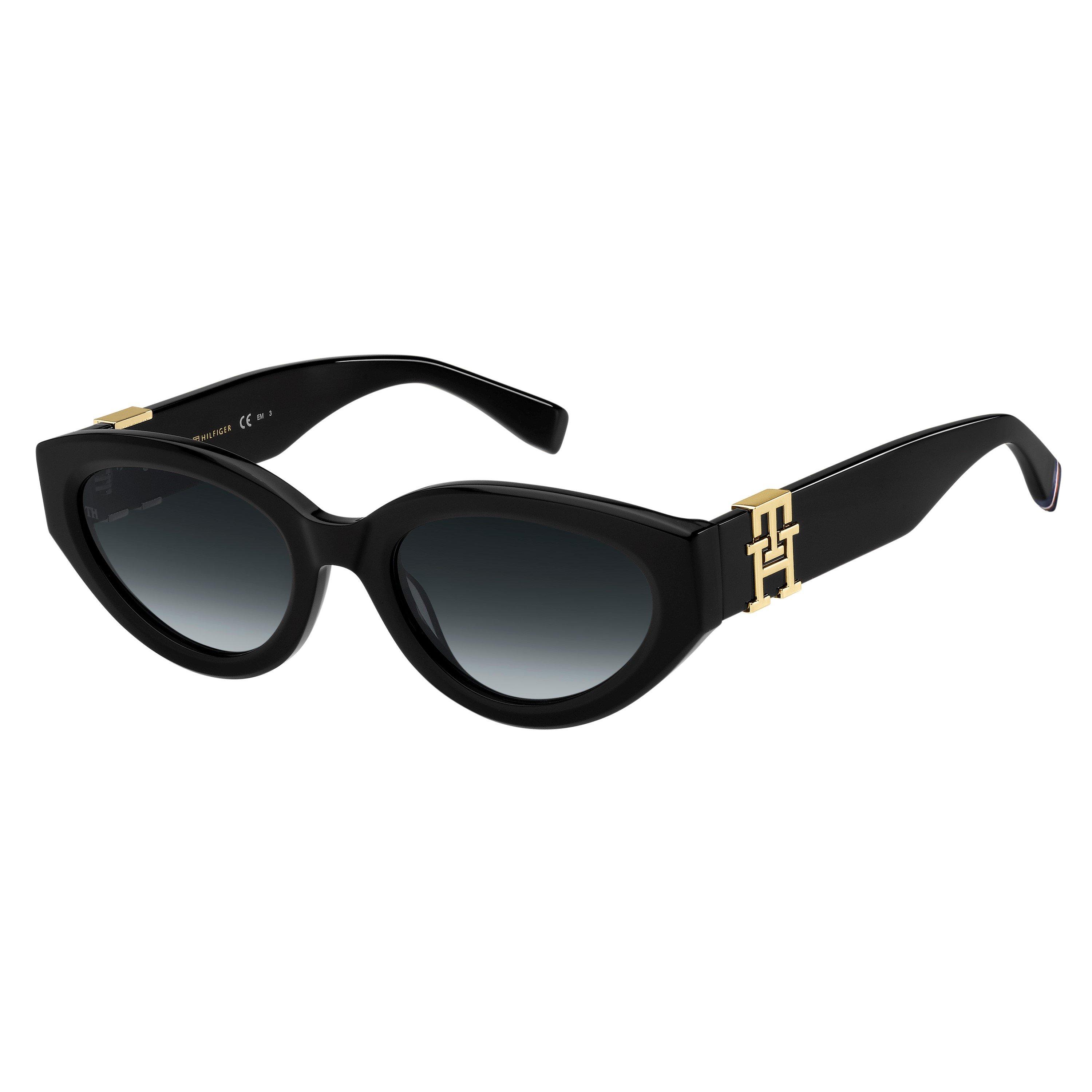 Tommy Hilfiger Women's Round Sunglasses - Black - 54 cm