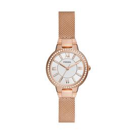 Fossil Virginia Three Hand Rose Gold Tone Stainless Steel Mesh Watch ES5111