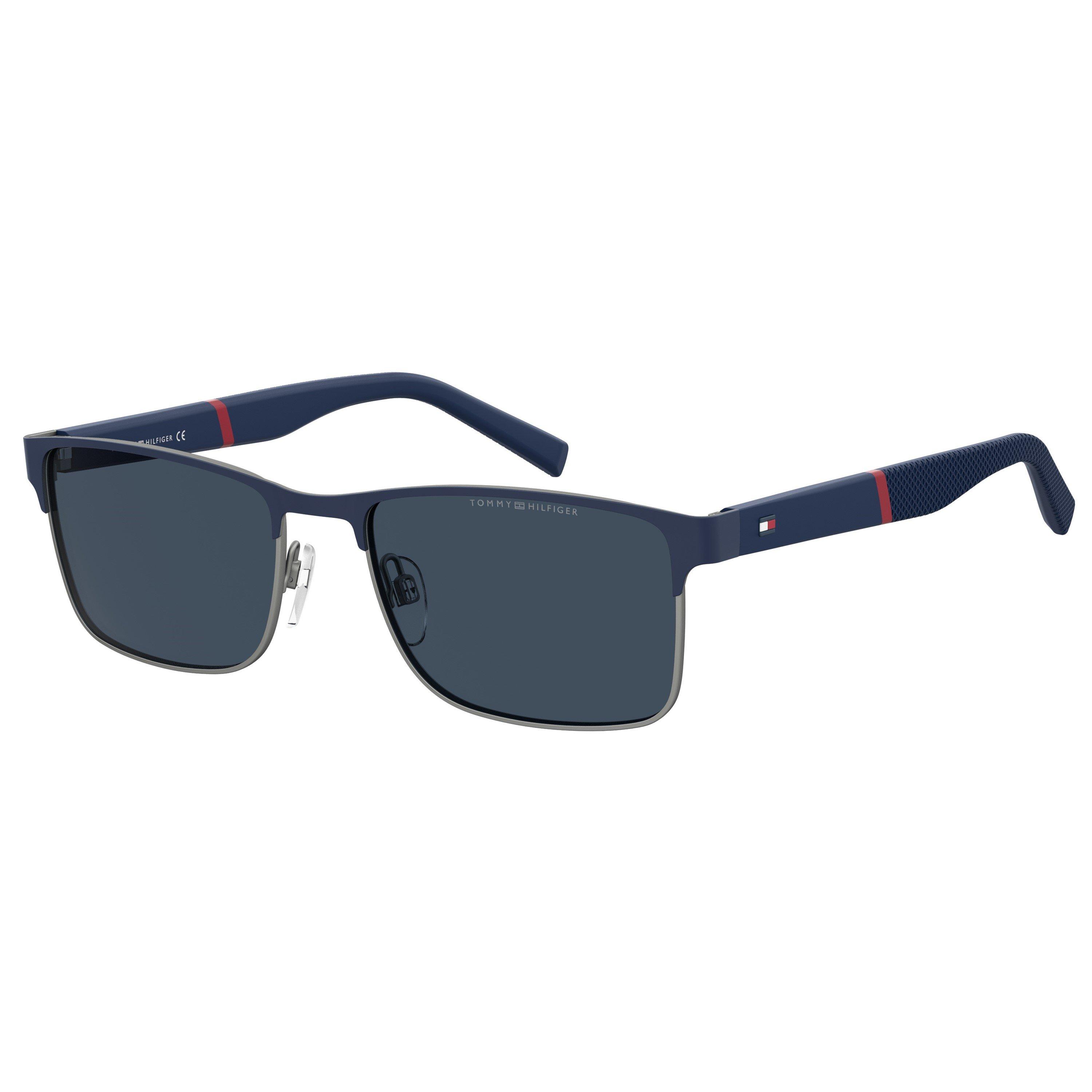 Tommy Hilfiger Men's Round Sunglasses - Blue Ruthenium - 56 cm