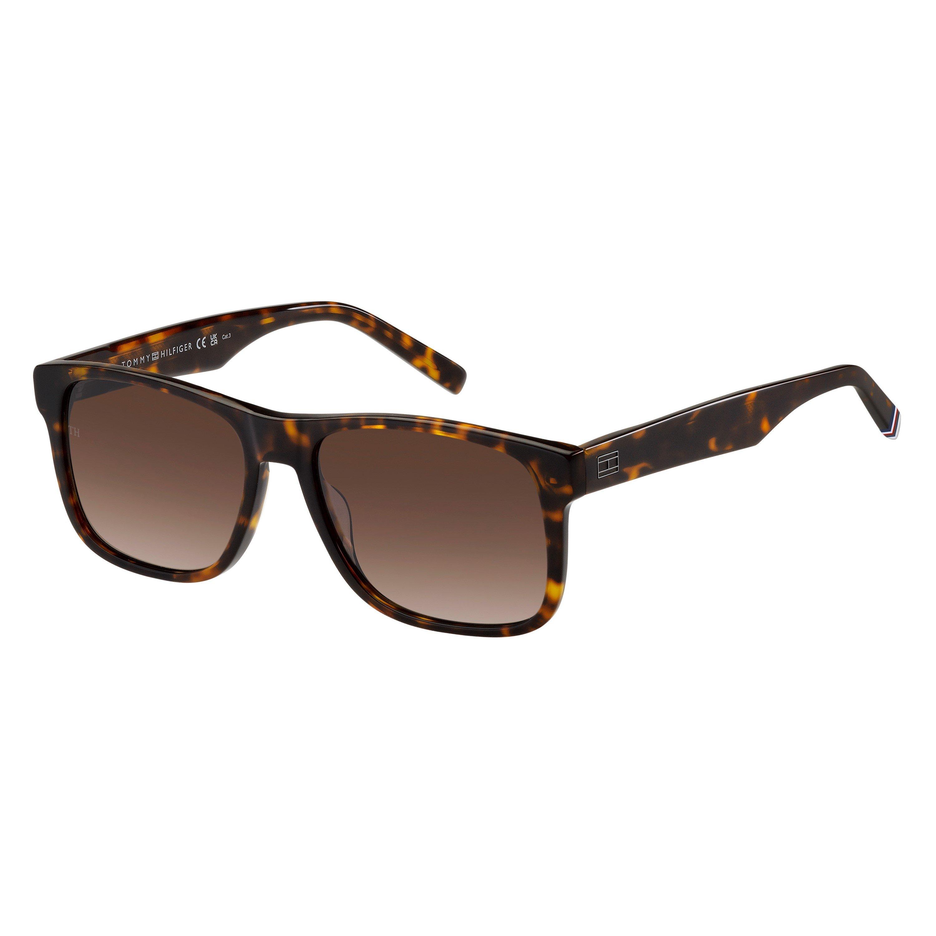 Tommy Hilfiger Men's Rectangular Round Sunglasses - Havana - 57 cm