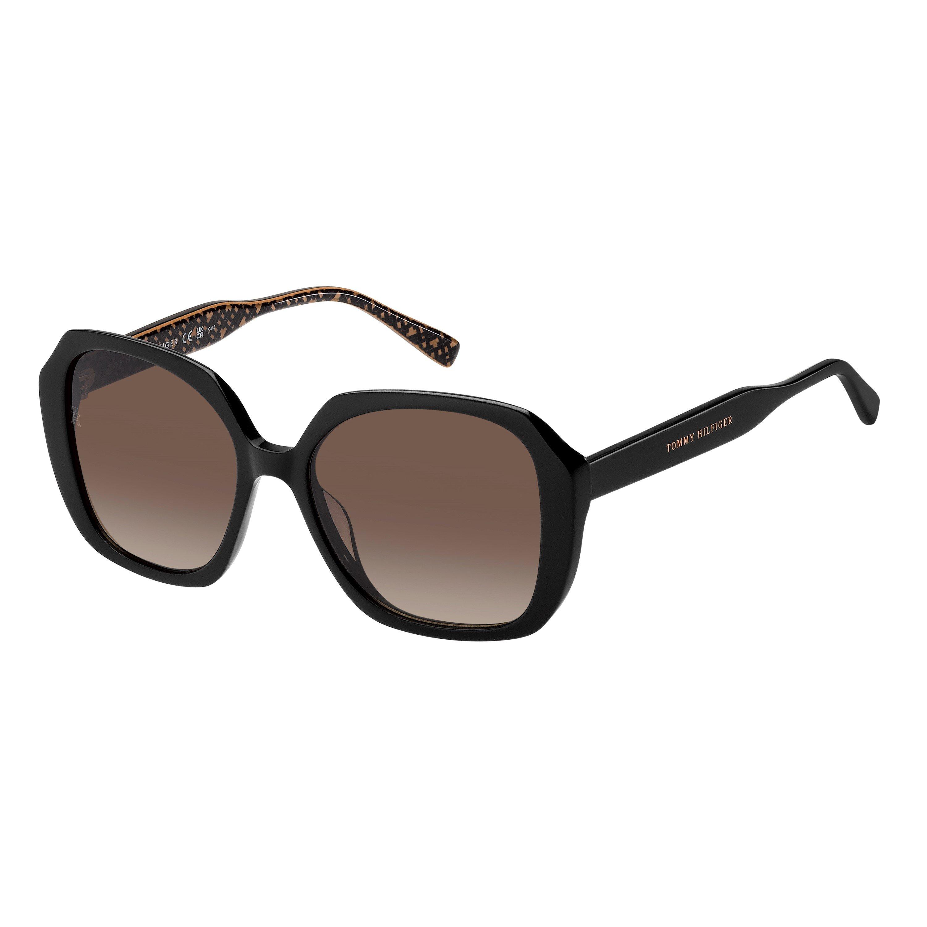 Black Brown - Tommy Hilfiger - Women's Round Sunglasses - 1