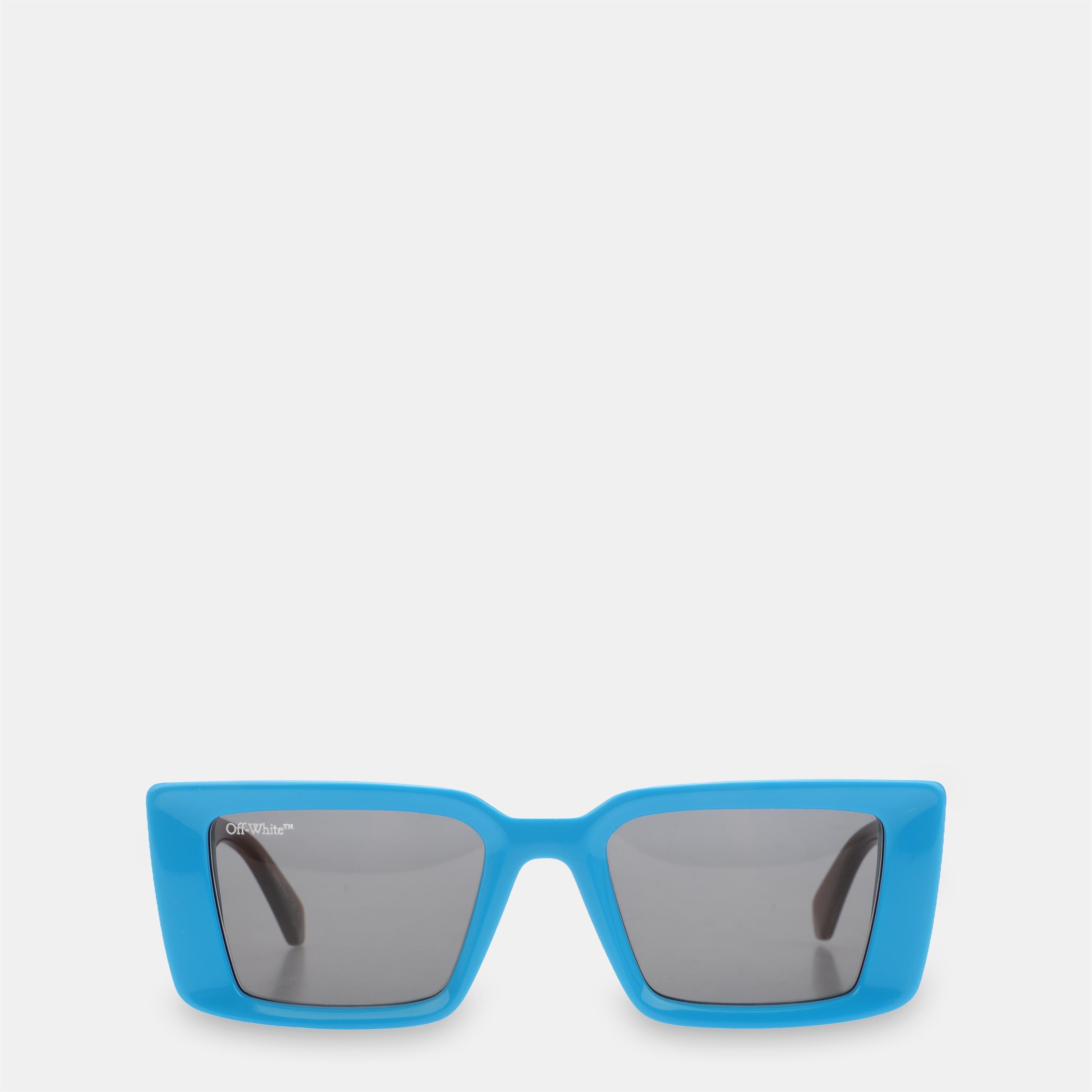 Off White Savannah Sun Square Sunglasses - Blue Dark Grey