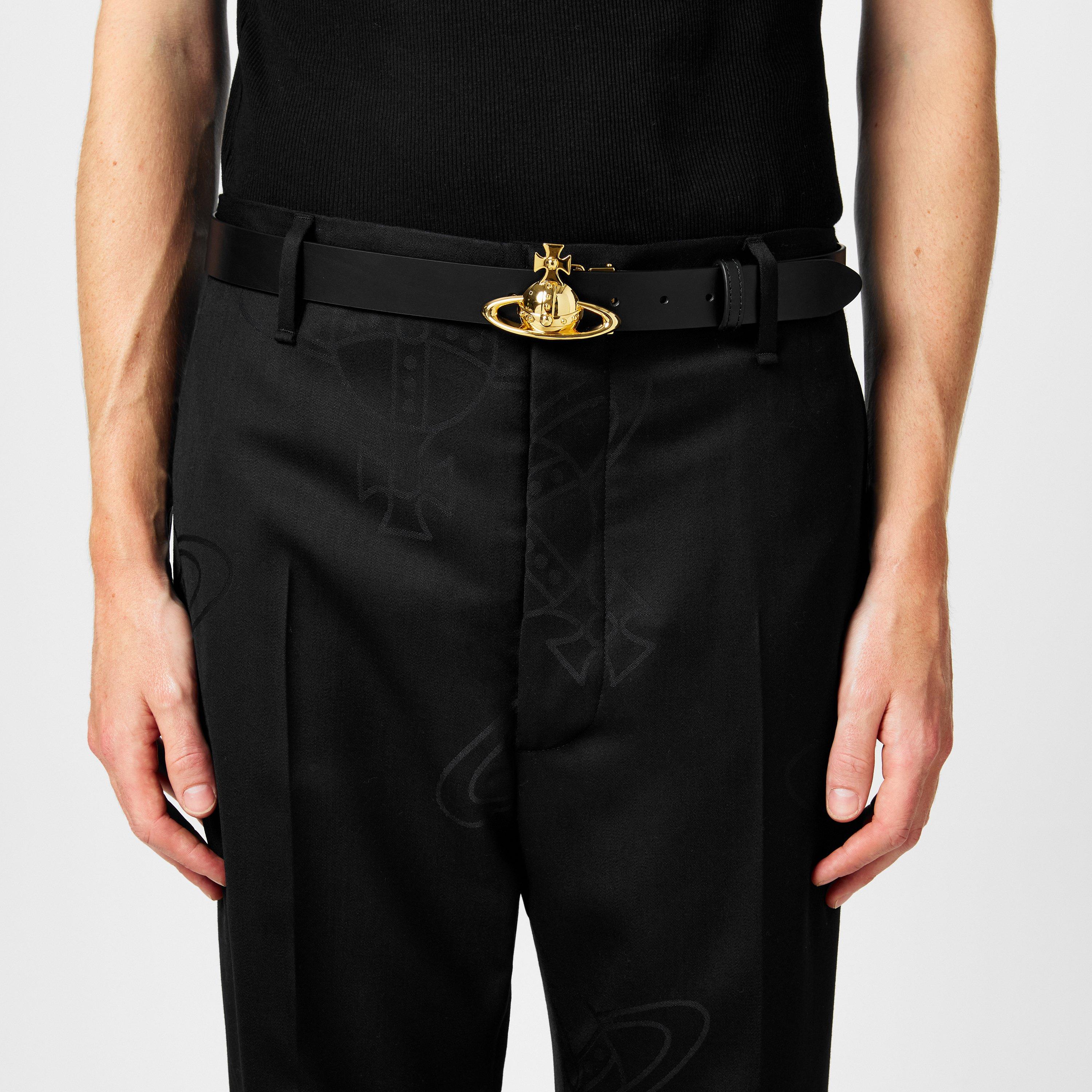 Black/Gold - Vivienne Westwood - Saturn Orb Buckle Belt - 2