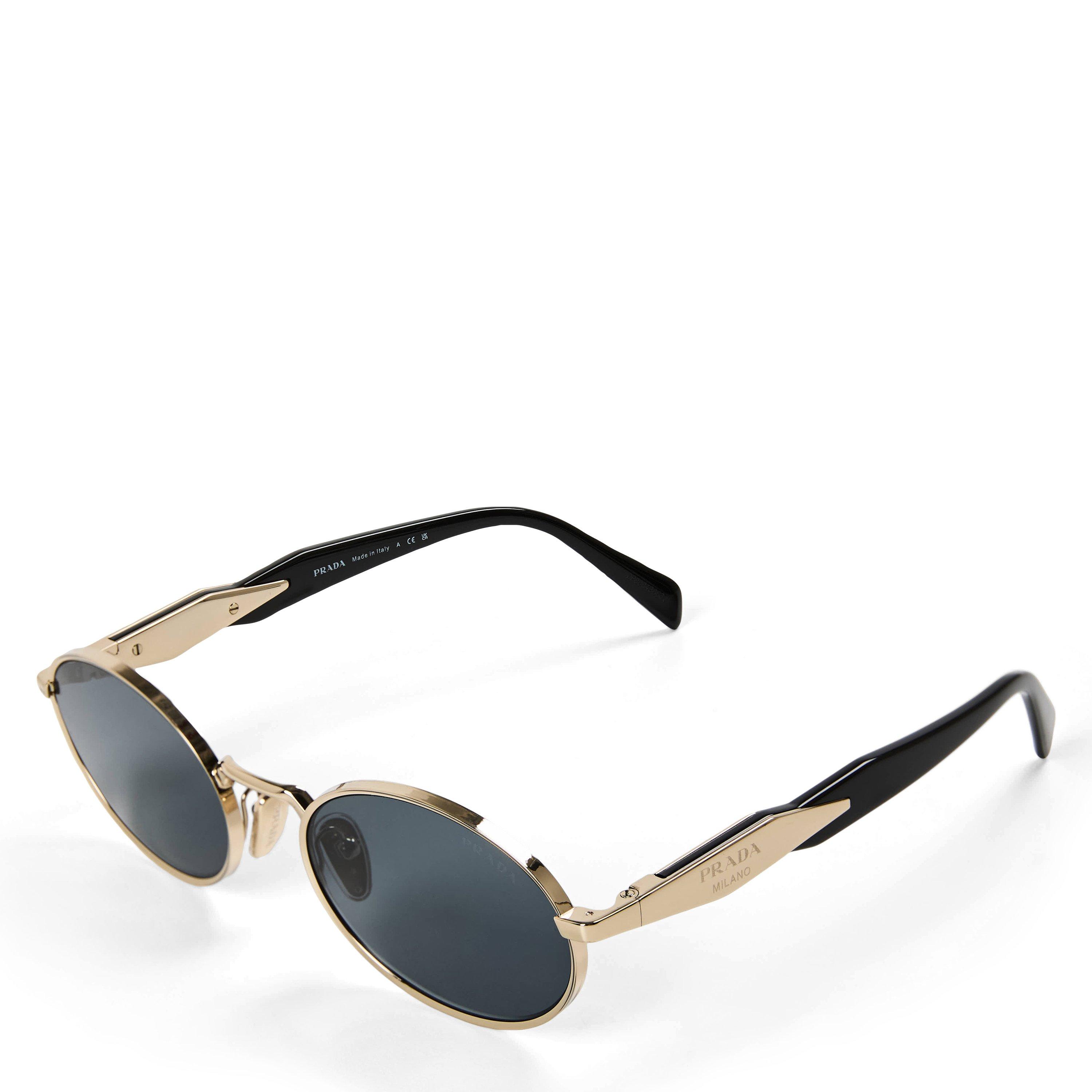 Gold/Grey - Prada - Women's Round Sunglasses - 1