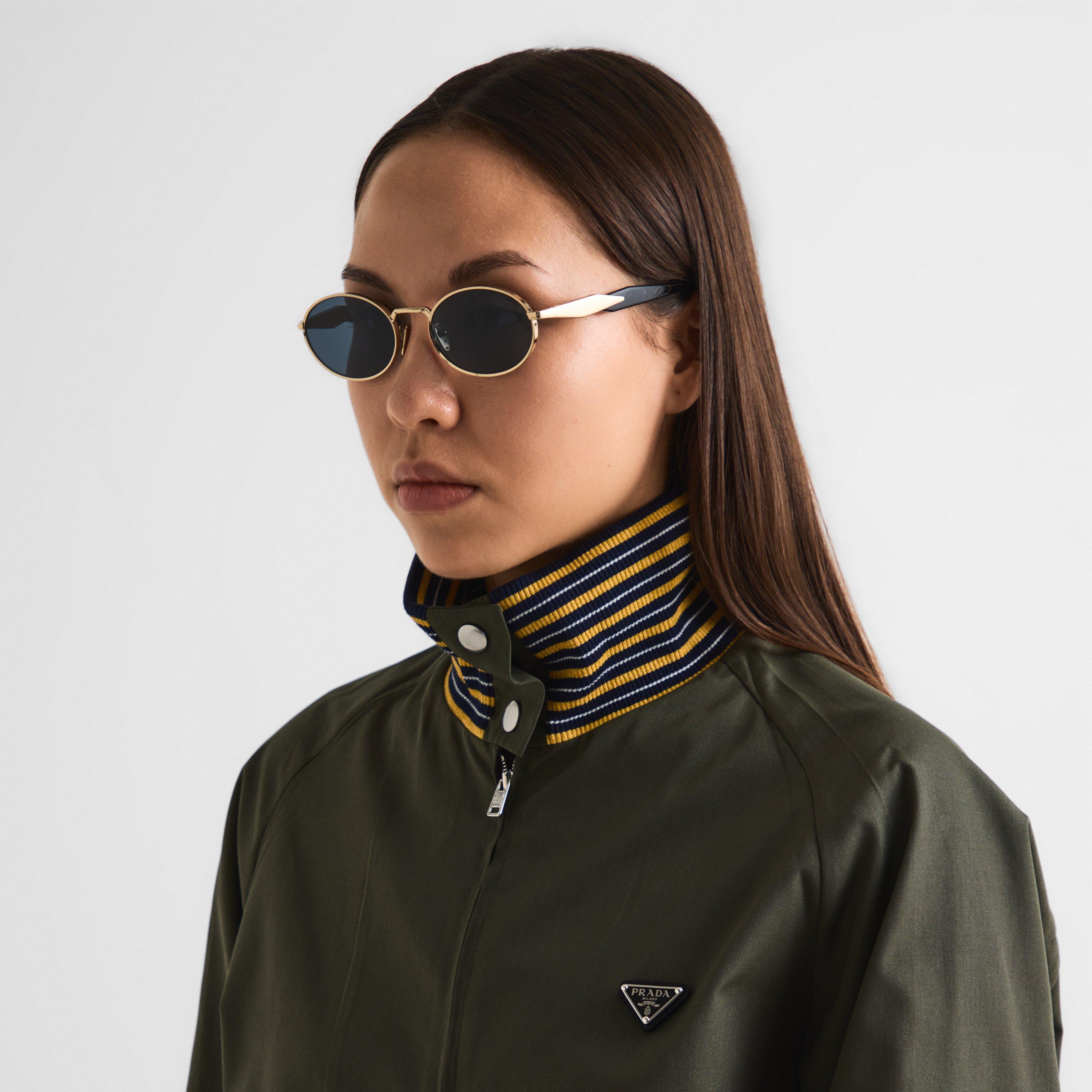 Gold/Grey - Prada - Women's Round Sunglasses - 3