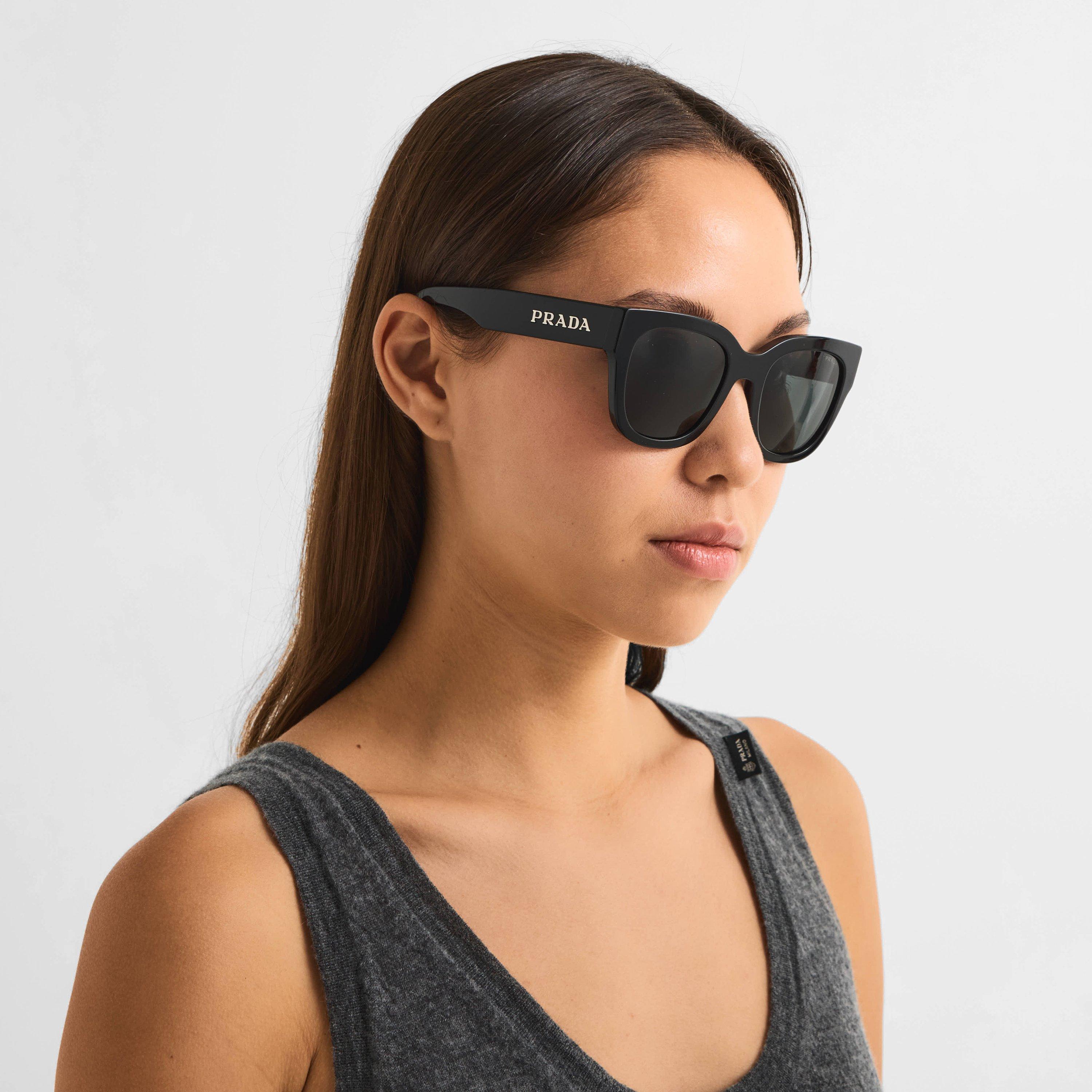 Black/Grey - Prada - Women's Wayfarer Sunglasses - 3