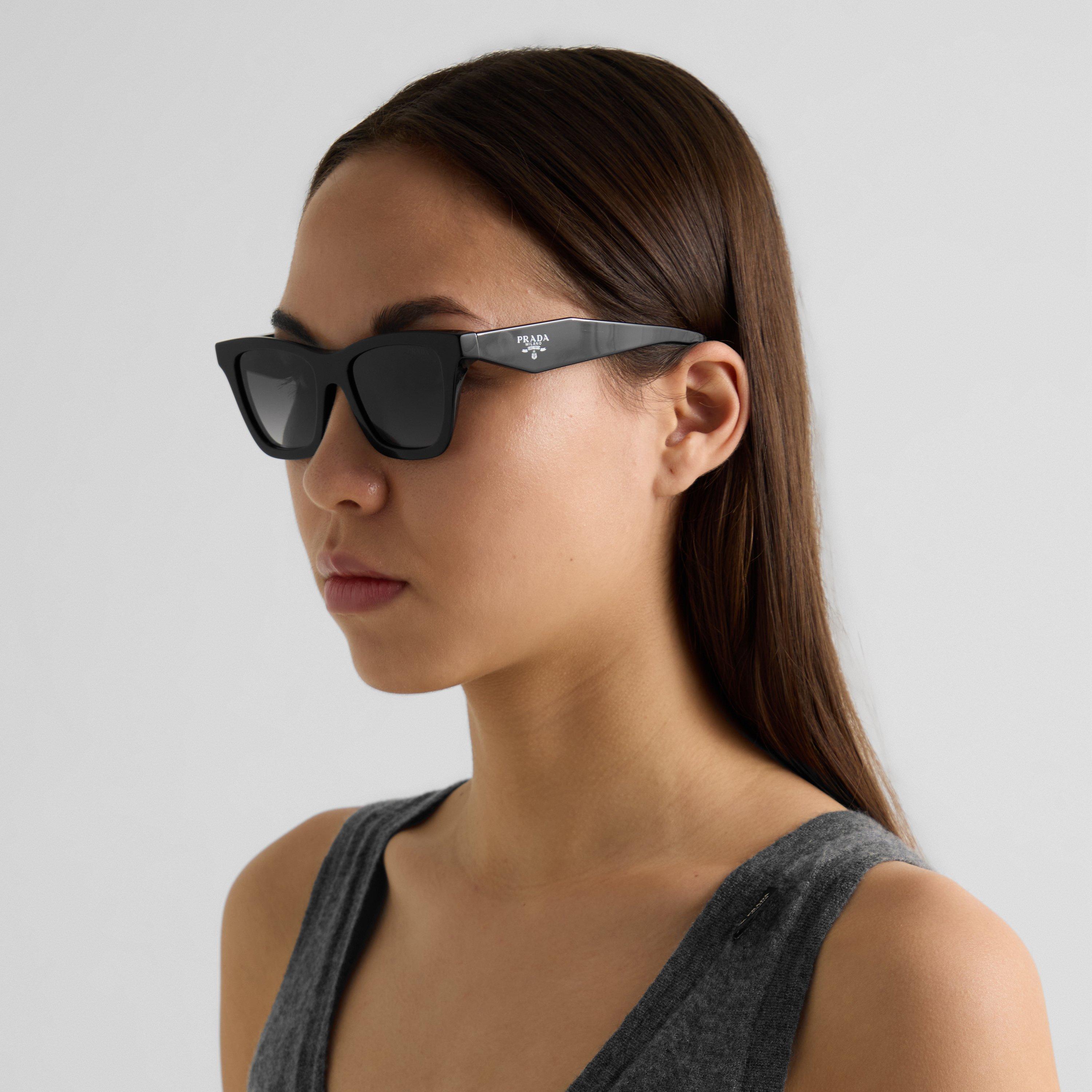 Black/Grey - Prada - Women's Cat Eye Sunglasses - 3