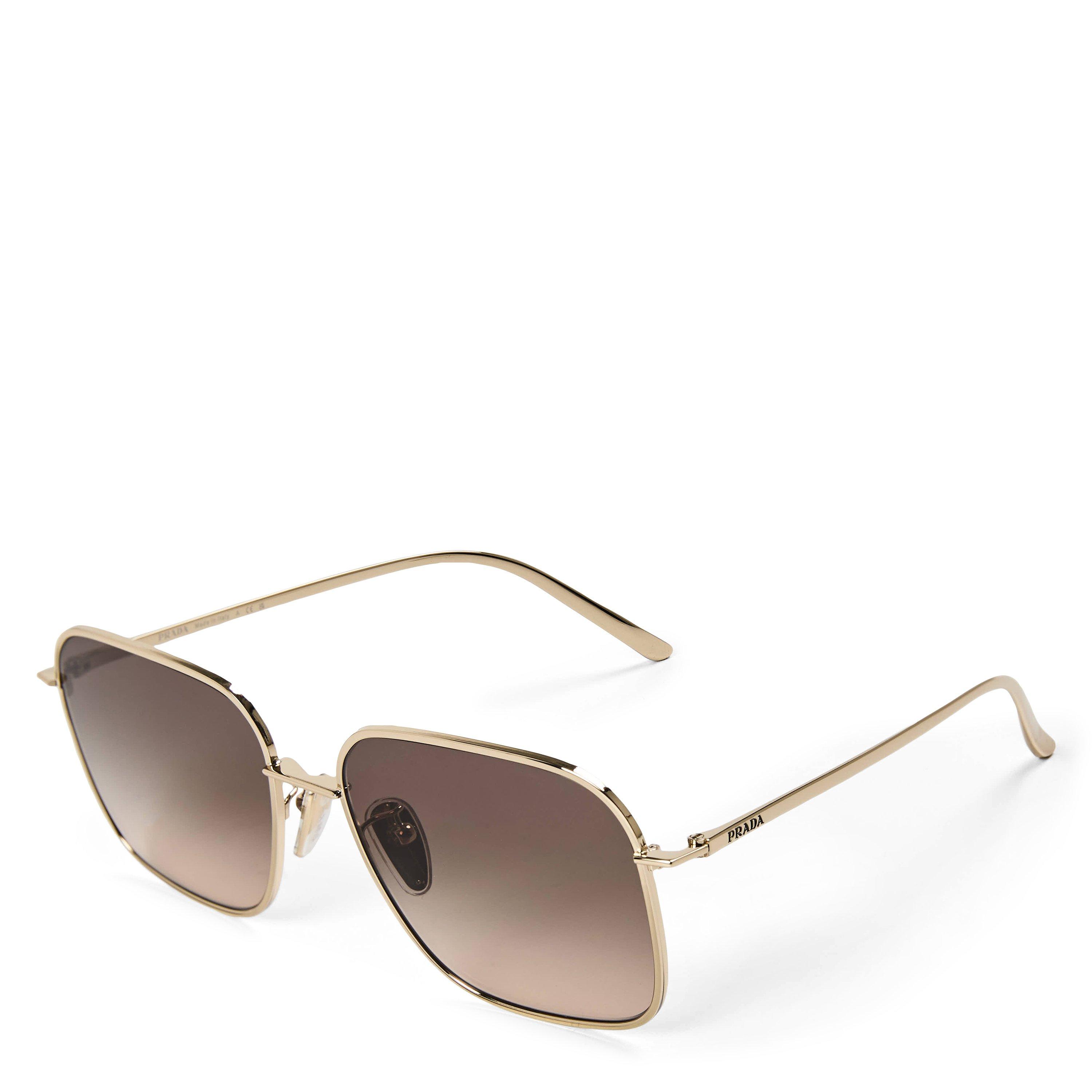 Prada Women's Square Sunglasses - Gold/Brown