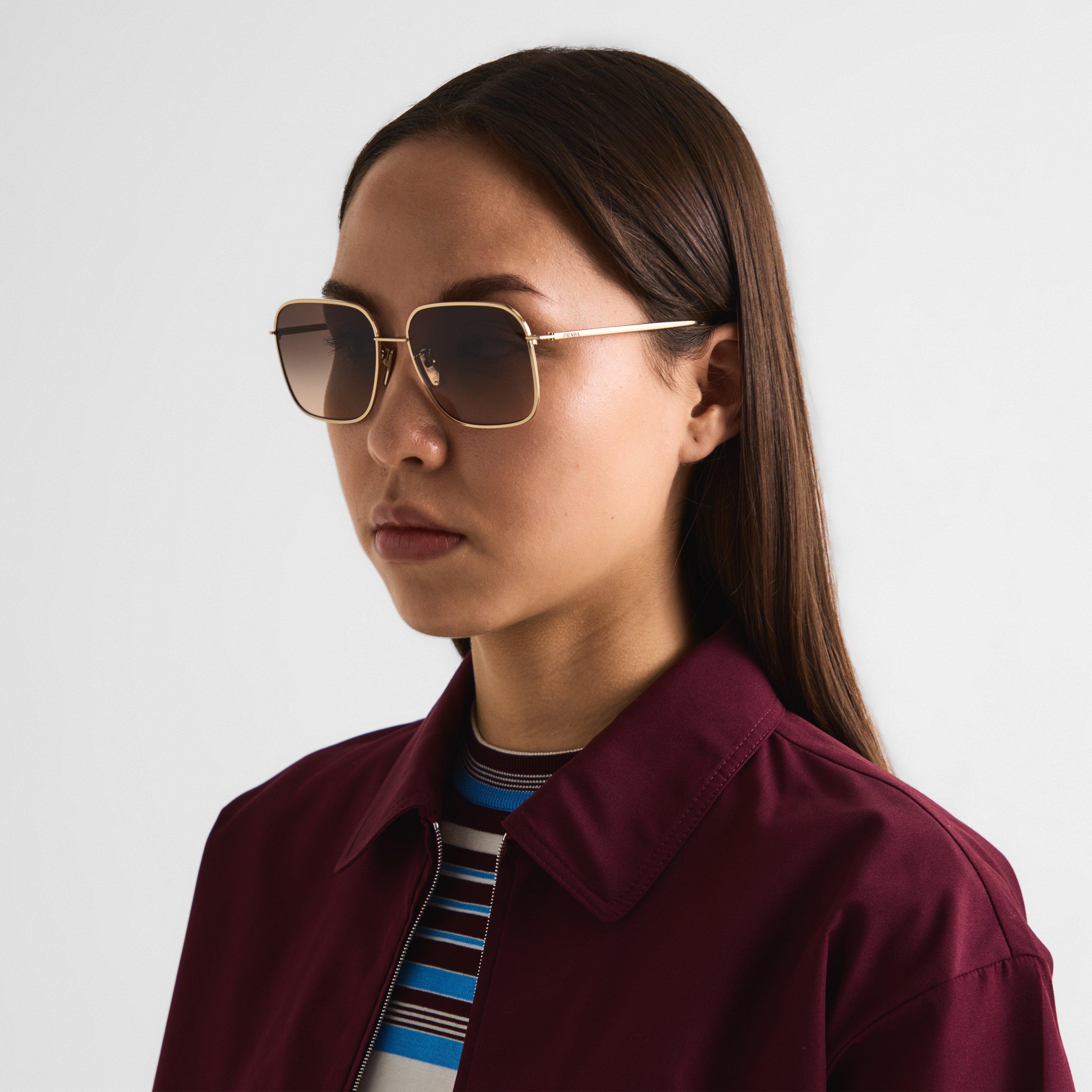 Gold/Brown - Prada - Women's Square Sunglasses - 3