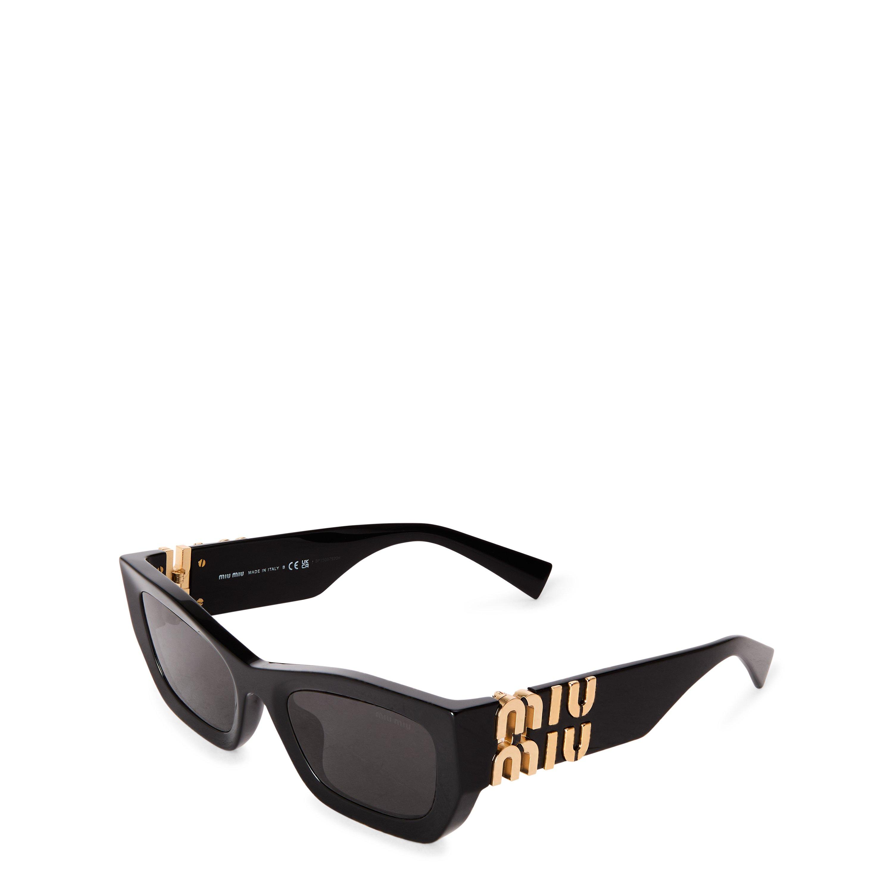 Black/Grey - Miu Miu - Women's Rectangle Sunglasses - 1