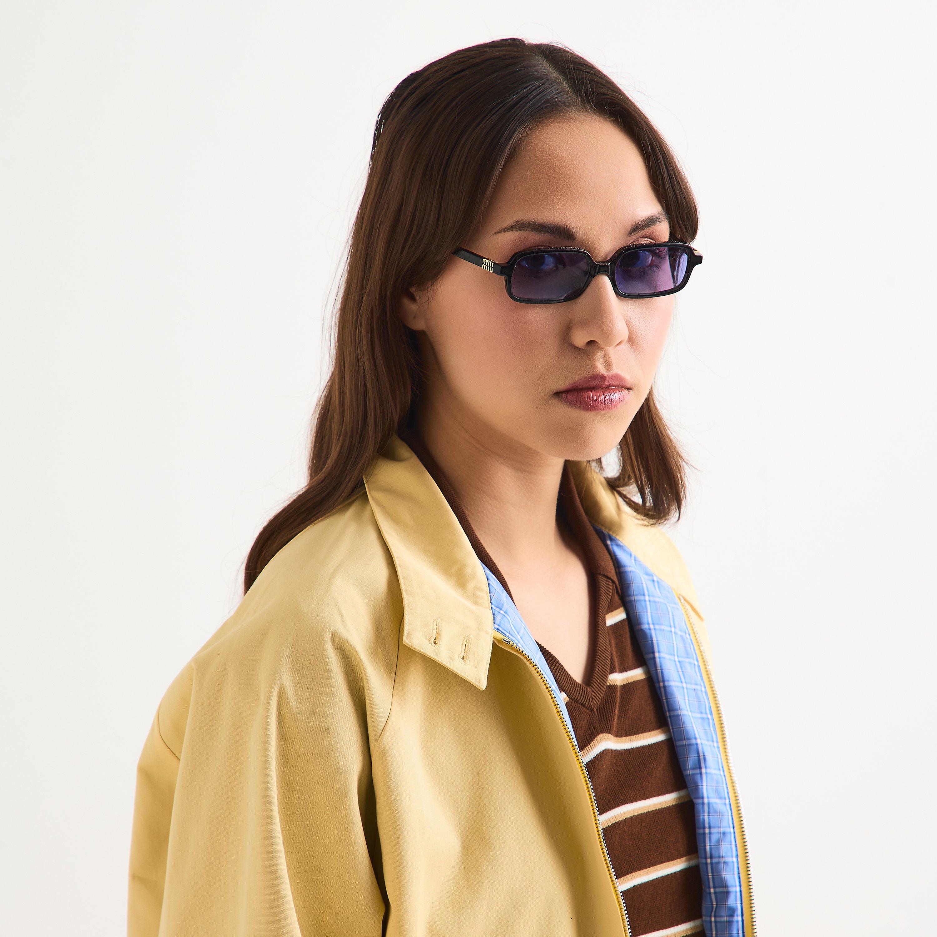 Black - Miu Miu - Women's Rectangle Sunglasses - 3