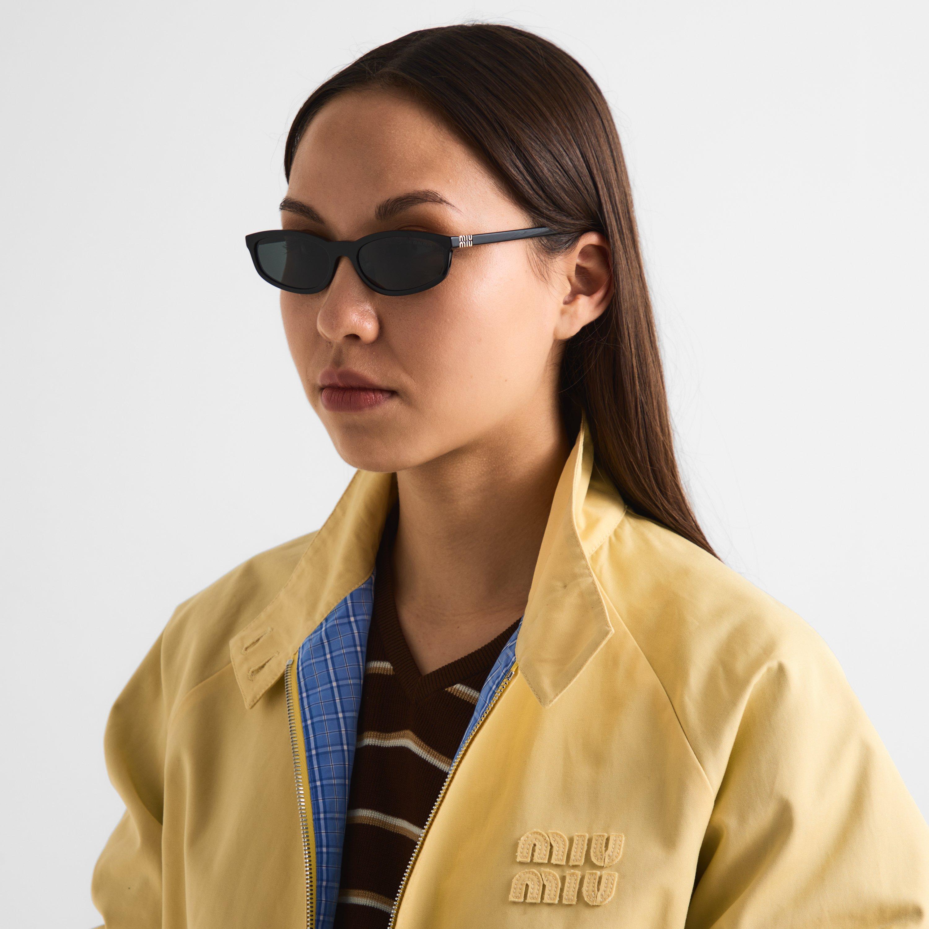 Black/Grey - Miu Miu - Women's Cat Eye Sunglasses - 3