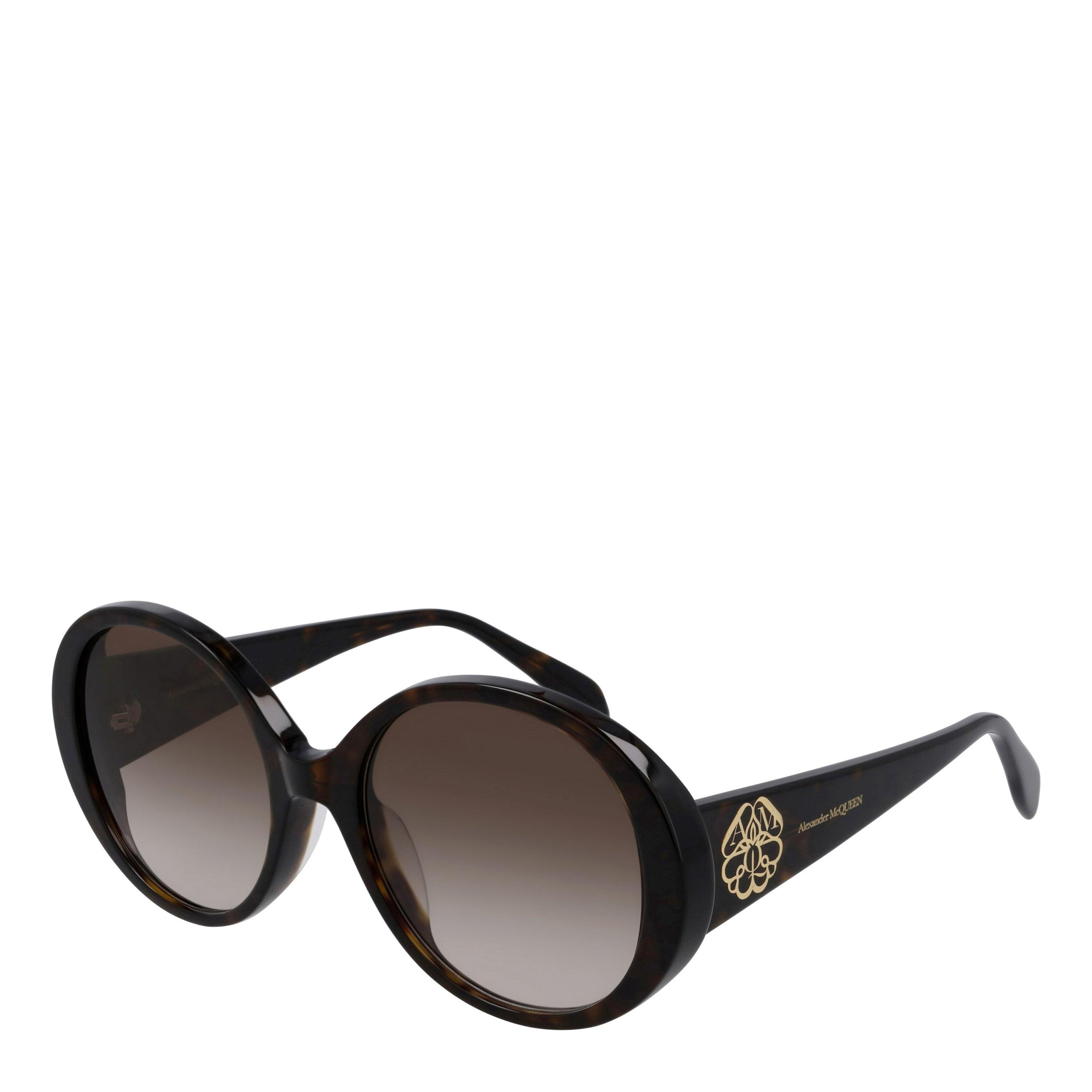 Alexander McQueen Women's Seal Motif Alexander McQueen Round Sunglasses - Havana