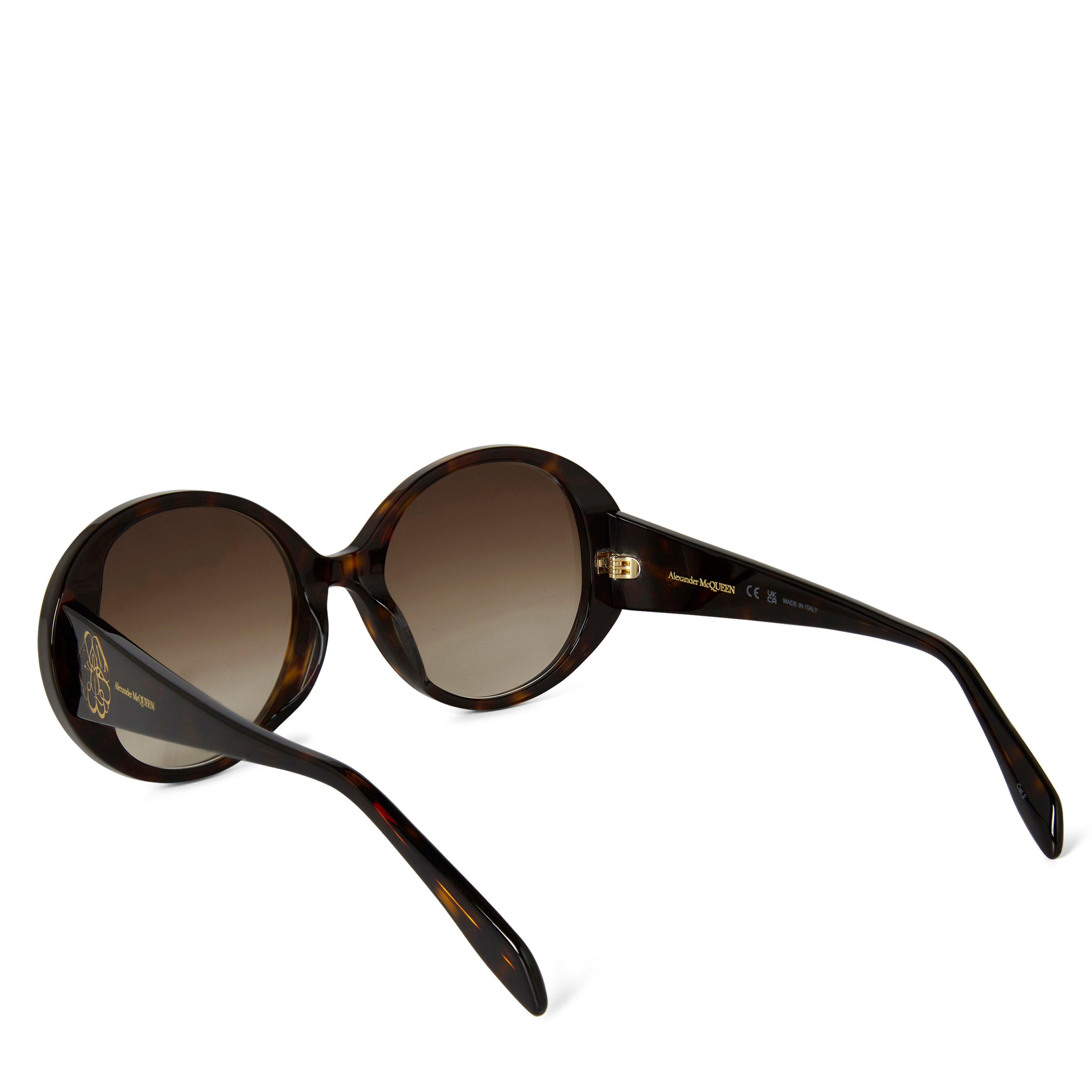 Havana - Alexander McQueen - Women's Seal Motif Alexander McQueen Round Sunglasses - 2