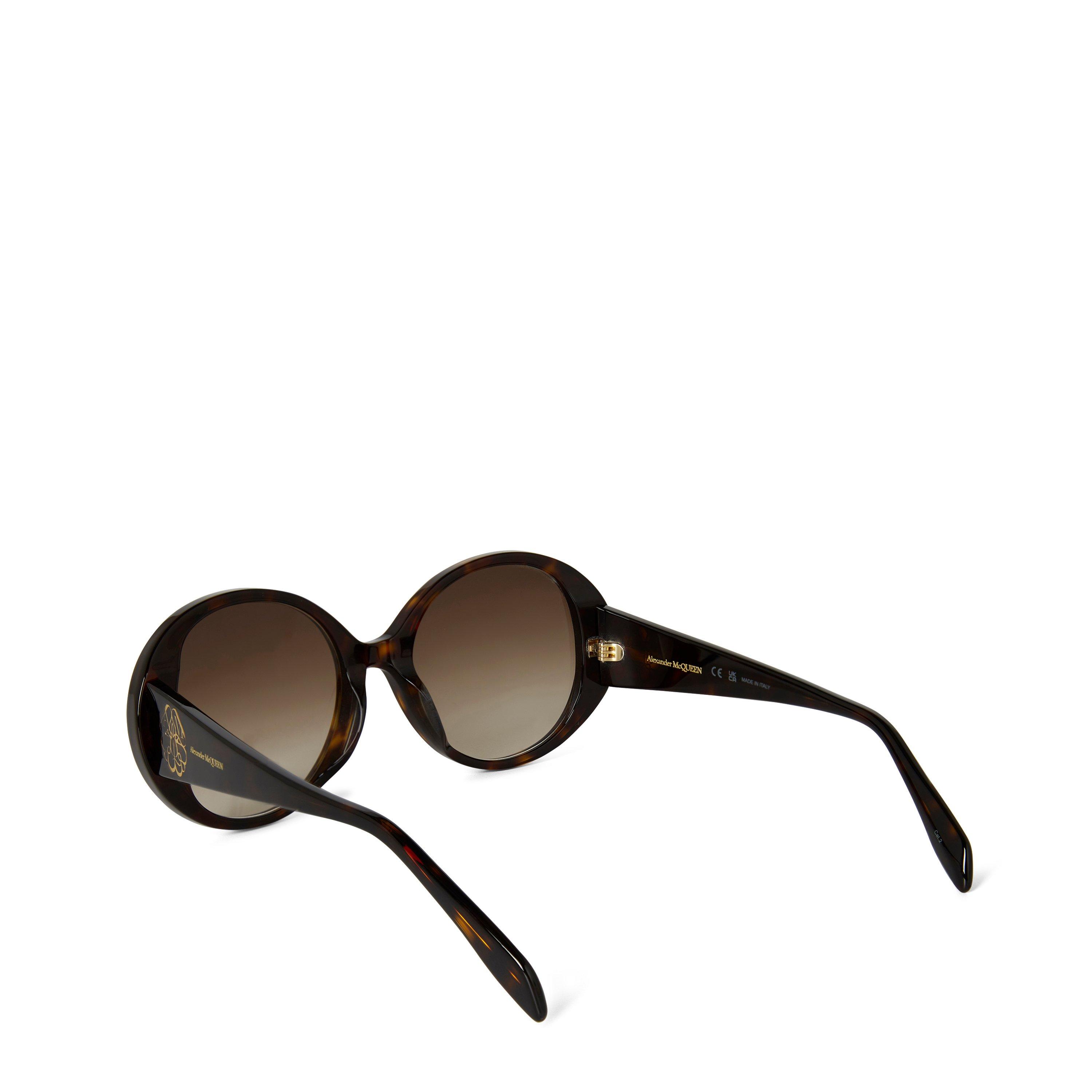 Havana - Alexander McQueen - Women's Seal Motif Alexander McQueen Round Sunglasses - 2
