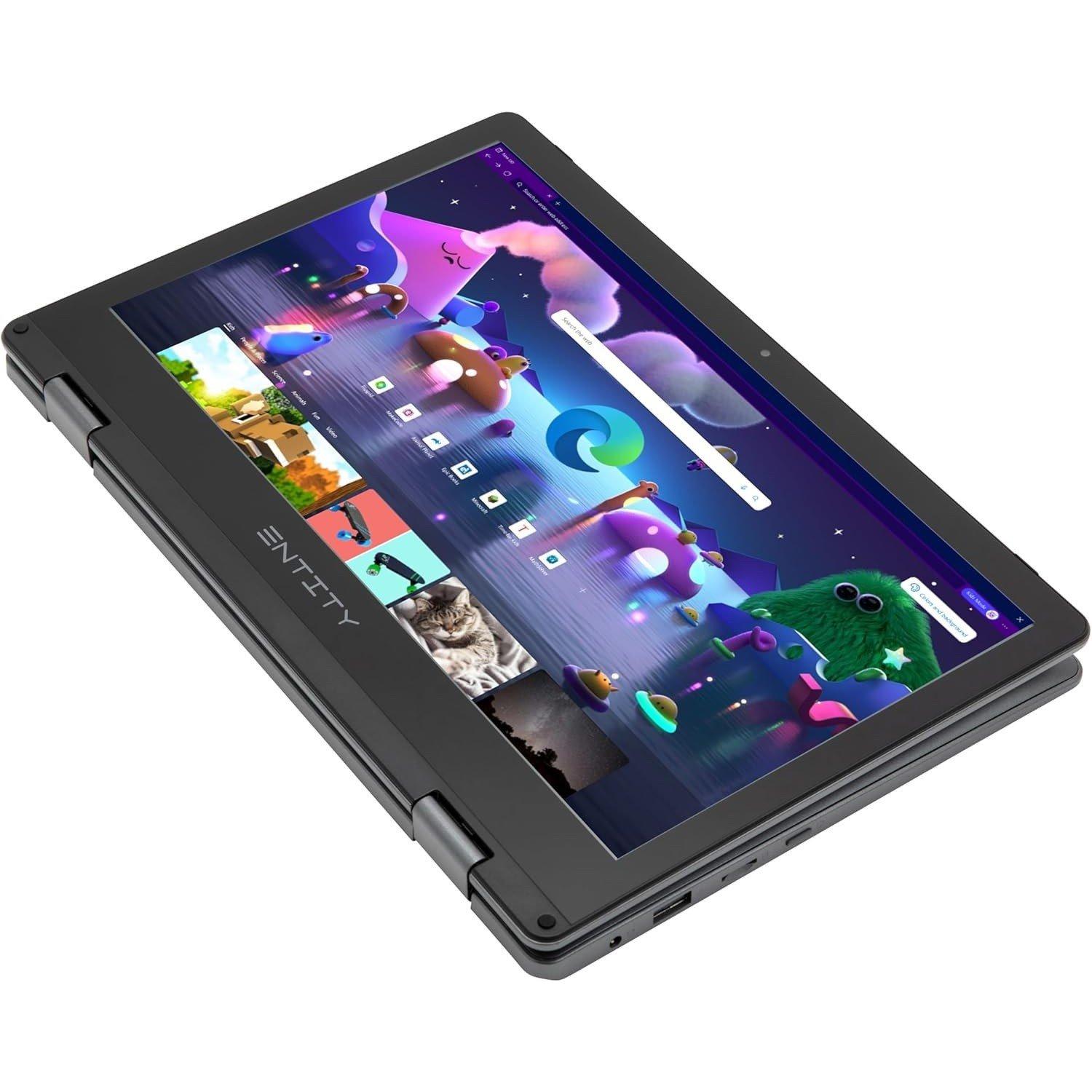 Schwarz - Entity - Book 11.6 Inch Touchscreen 2-in-1 Laptop - Intel Celeron N4020 - 3