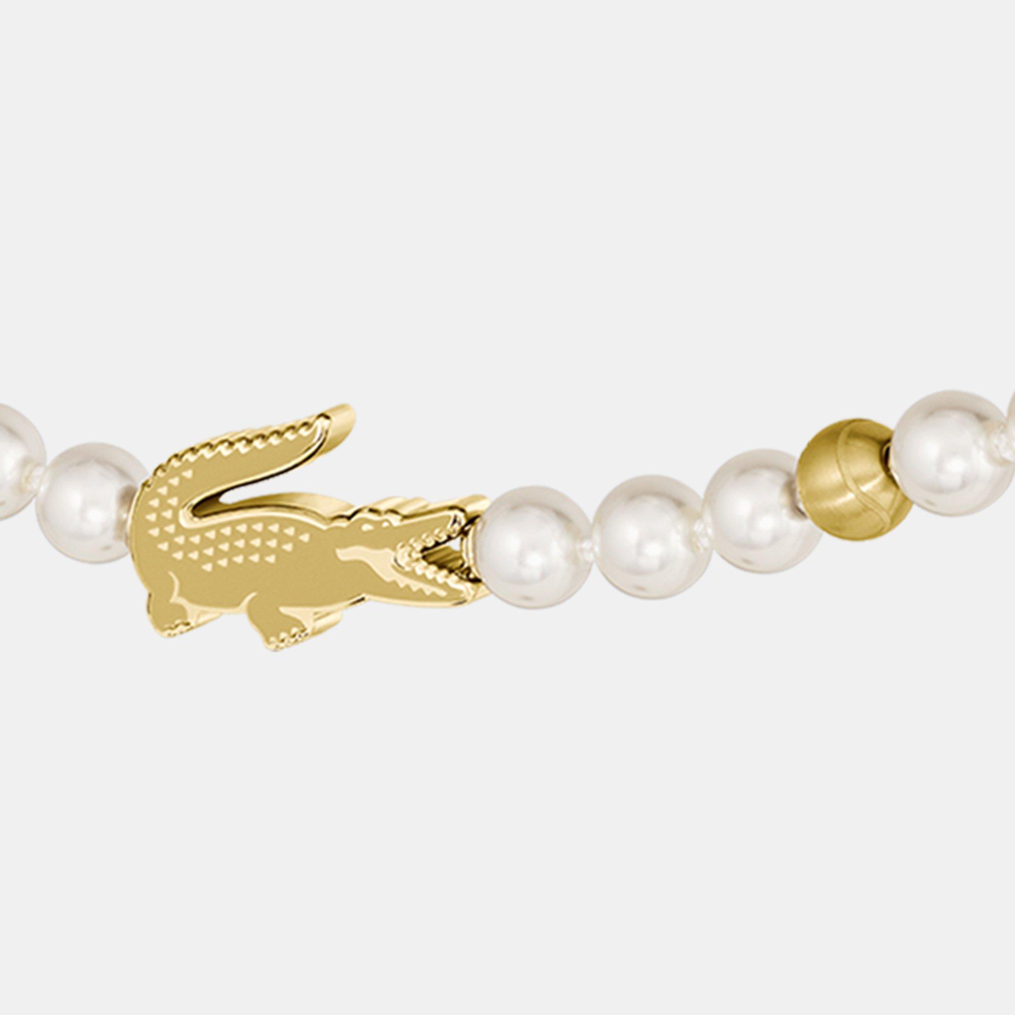 White - Lacoste - Lacoste Jewellery Mens Matchpoint Glass Pearls and Gold IP Bracelet - 2