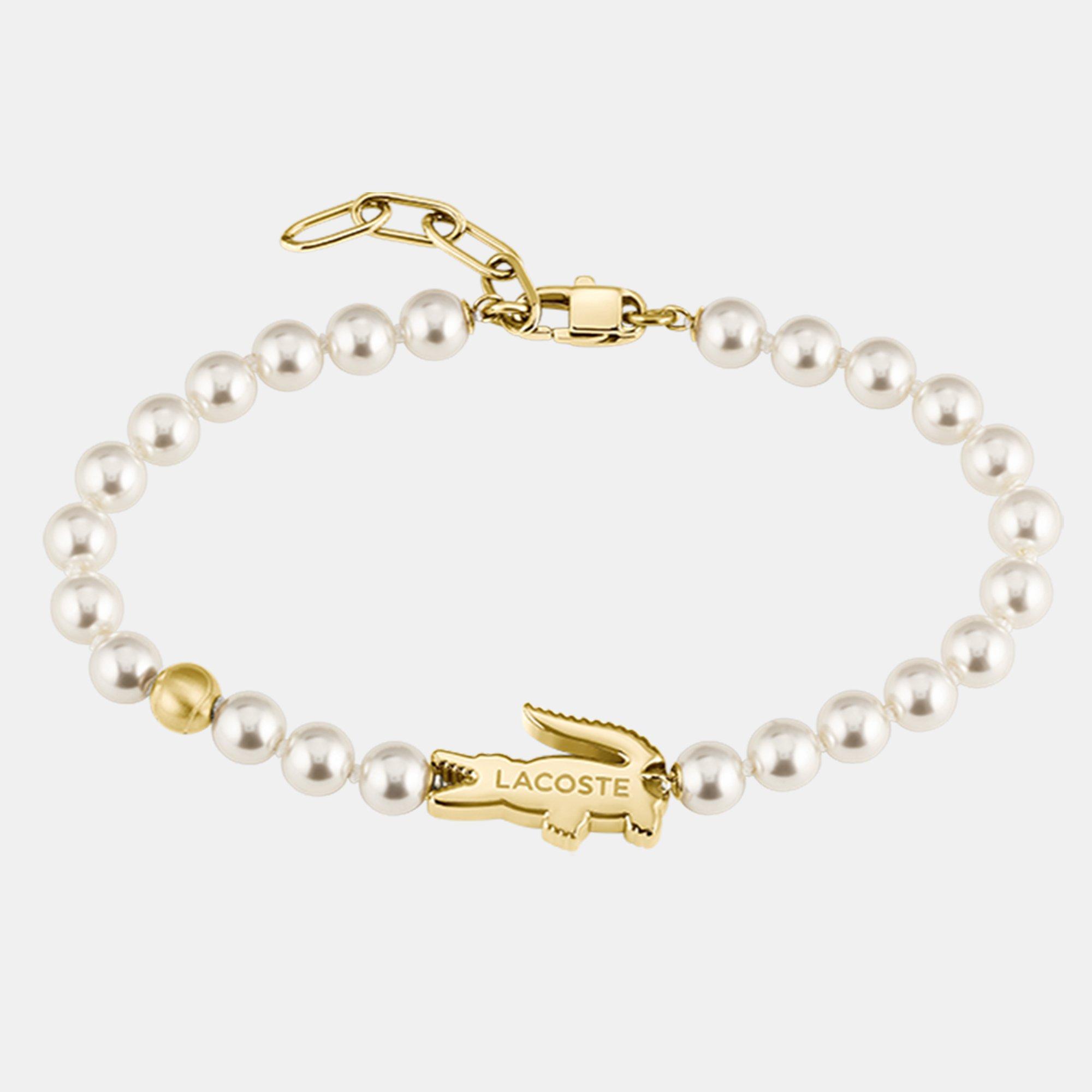 White - Lacoste - Lacoste Jewellery Mens Matchpoint Glass Pearls and Gold IP Bracelet - 3