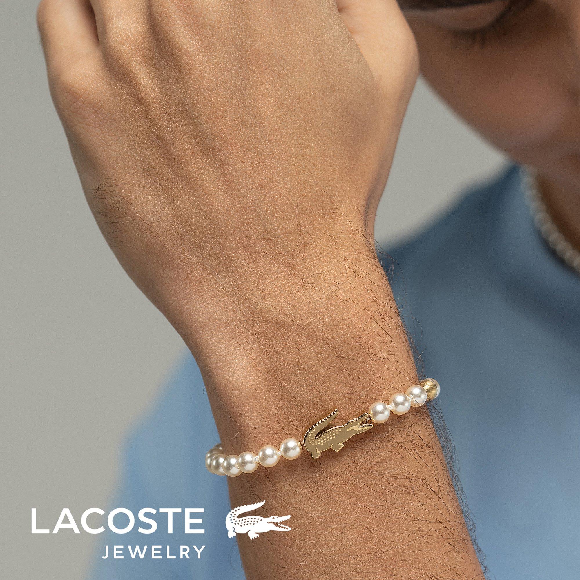 White - Lacoste - Lacoste Jewellery Mens Matchpoint Glass Pearls and Gold IP Bracelet - 4