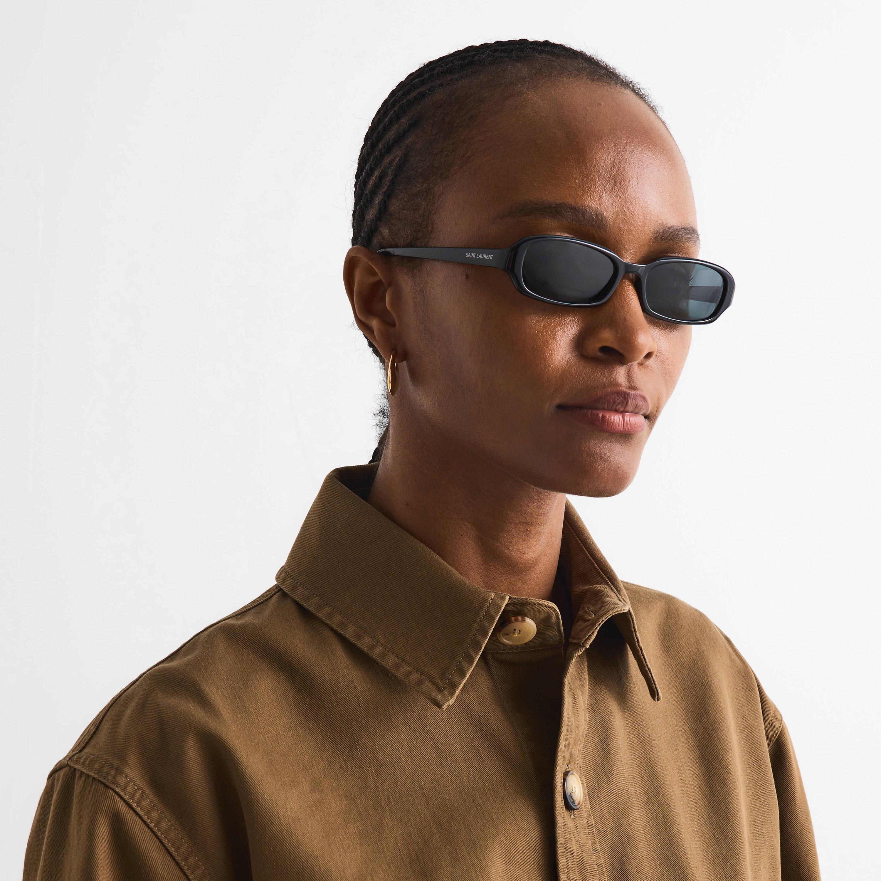 Black/Black - Saint Laurent - Women's Rectangle Sunglasses - 2