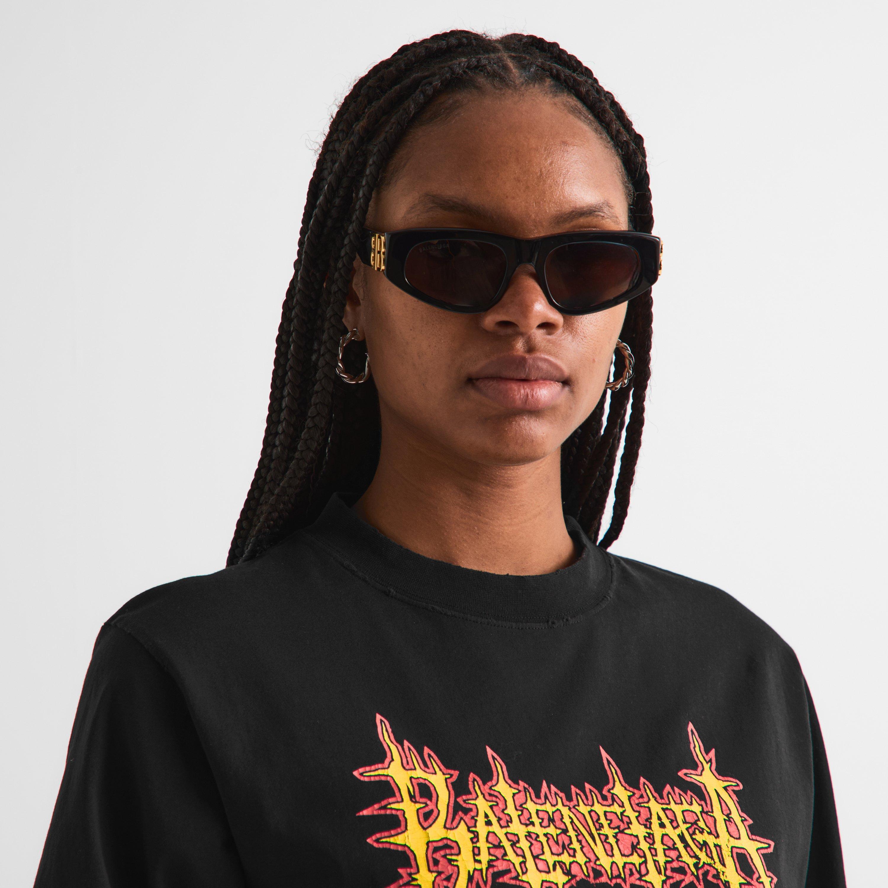 Black/Grey - Balenciaga - Women's Rectangle Sunglasses - 2
