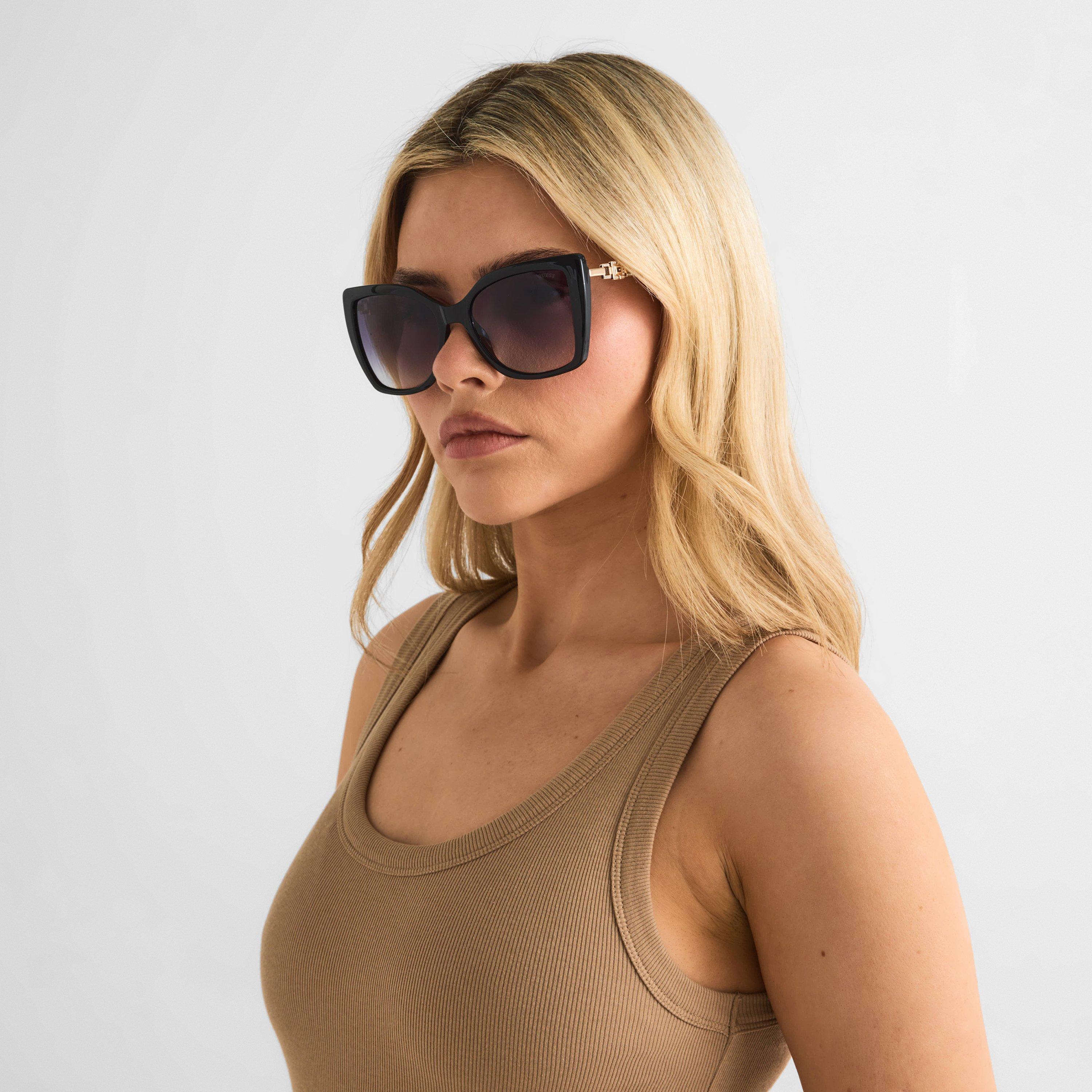 Shiny Black - Guess - Women's Square Sunglasses - 3