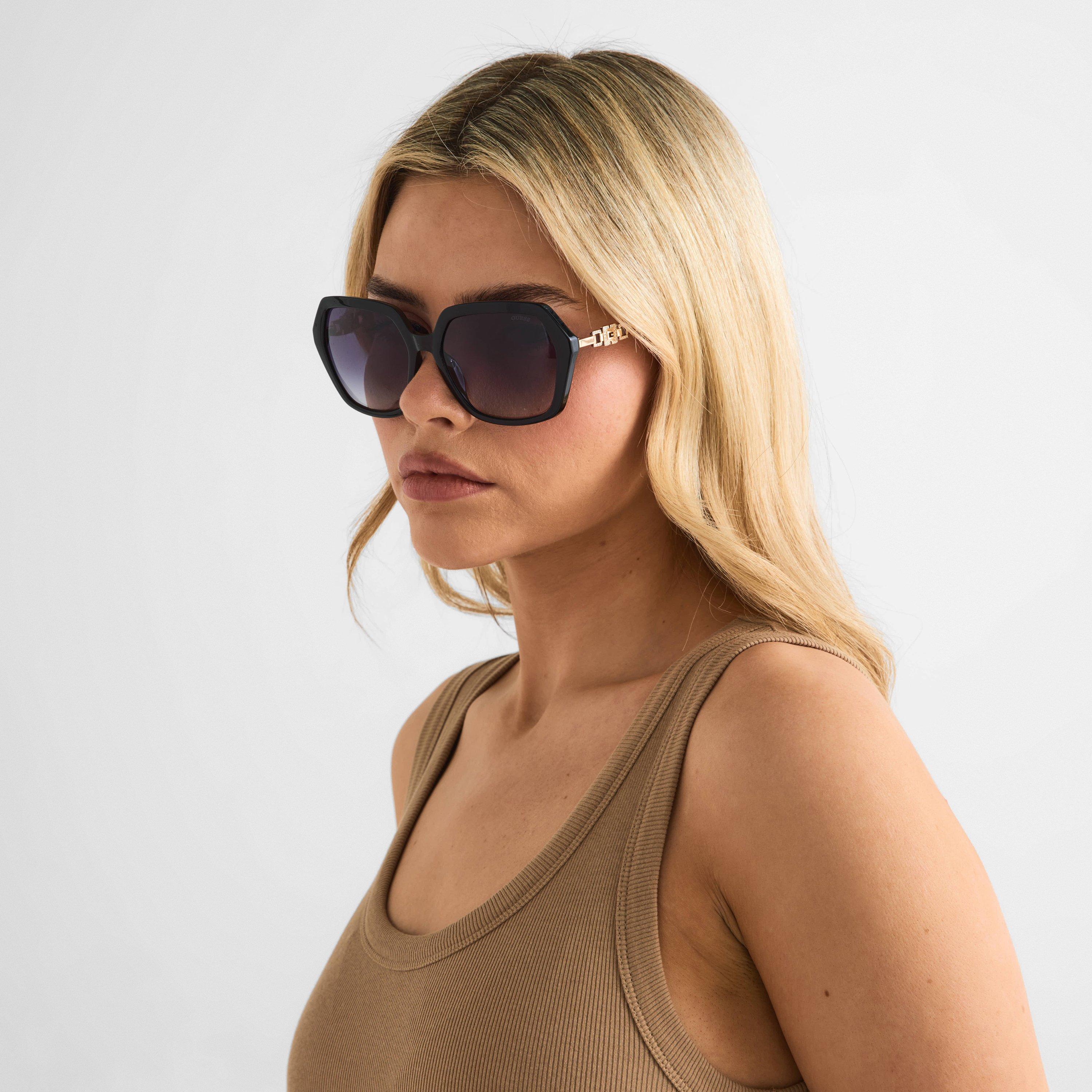 Shiny Black - Guess - Women's Oversized Sunglasses - 3