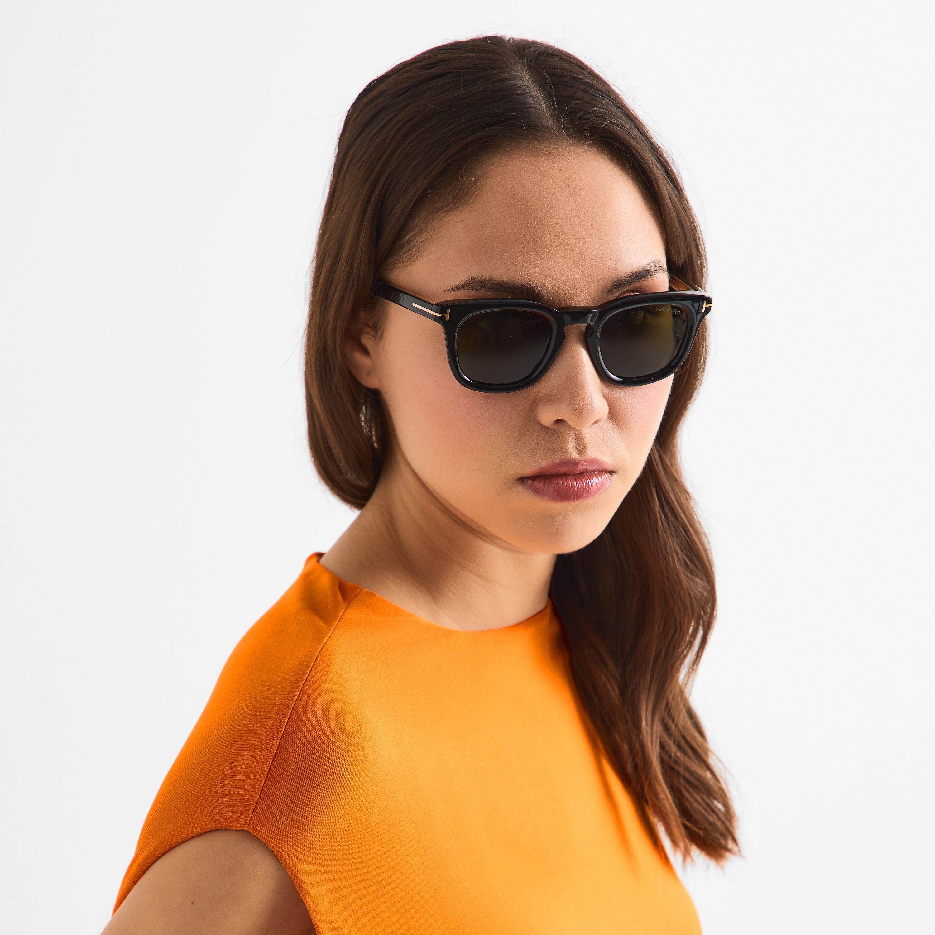 Shiny Black - Tom Ford - Women's Wayfarer Sunglasses - 3